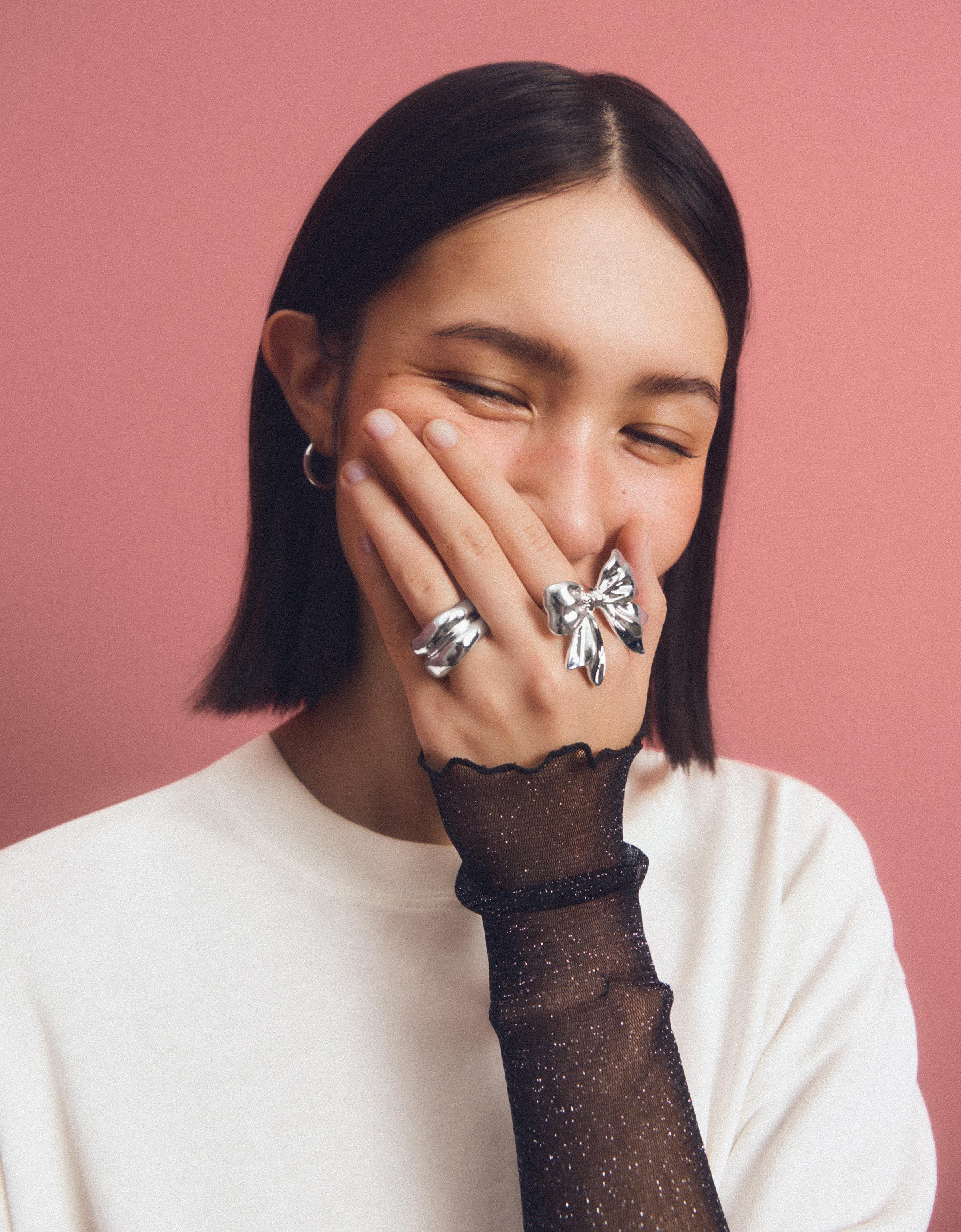 Bershka 2er-Pack Ringe Damen S Silber