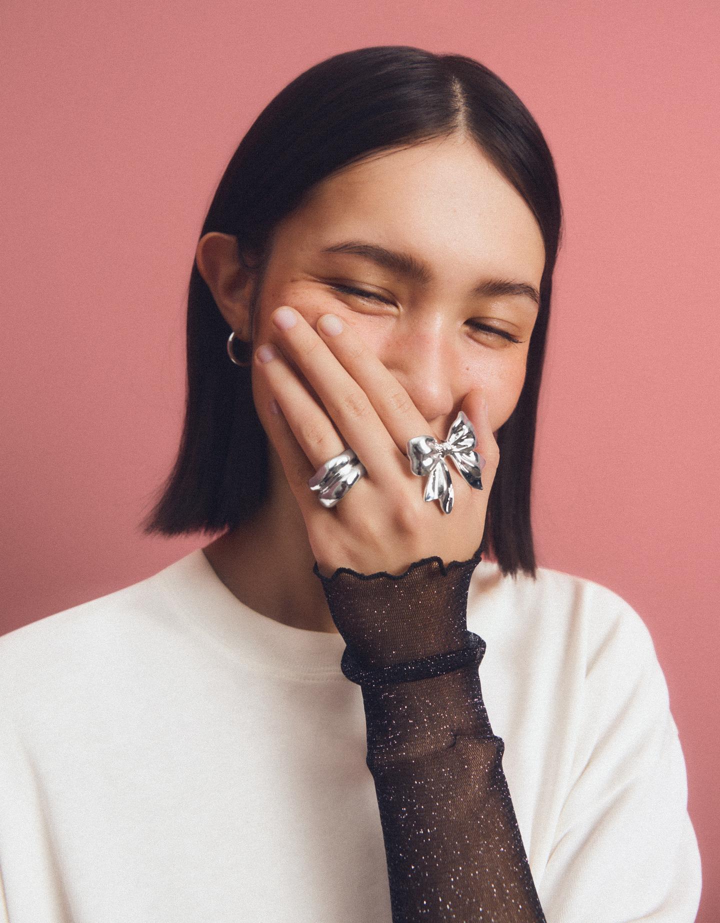 Bershka zestaw 2 pierścionków srebrny