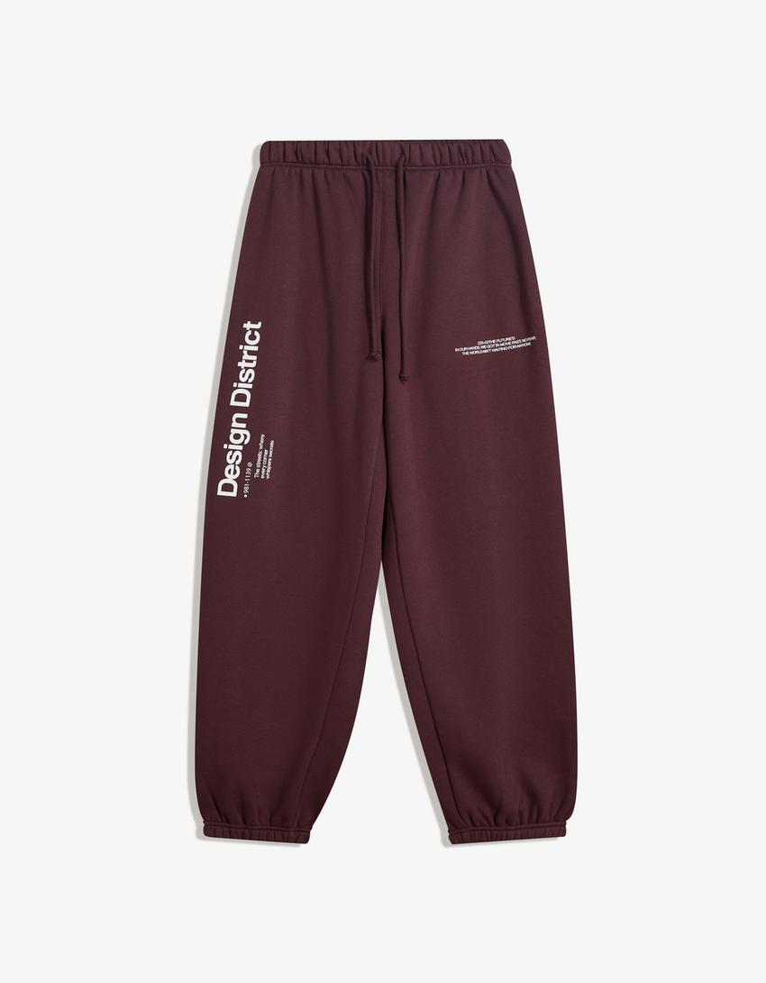 Jogginghose mit Print-Bordeaux-3
