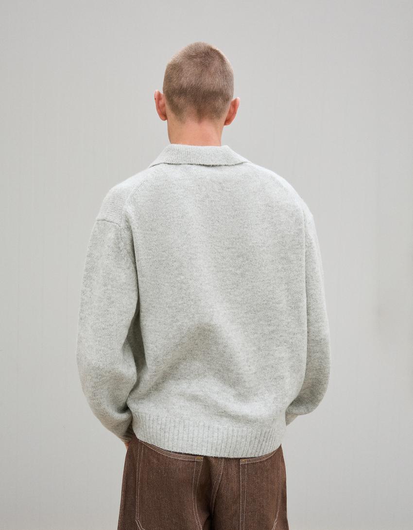 Pull col polo-Gris-1