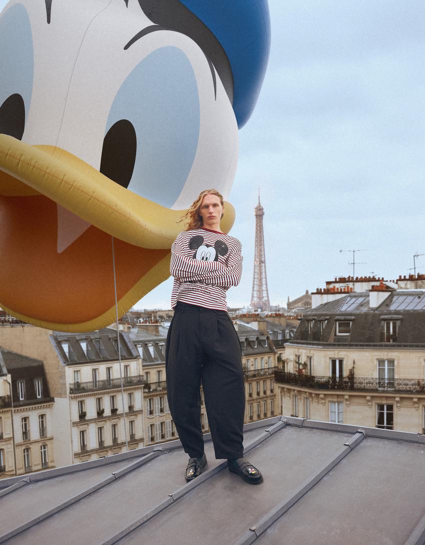 T-shirt Mickey Mouse manga comprida estampado-Bordeaux