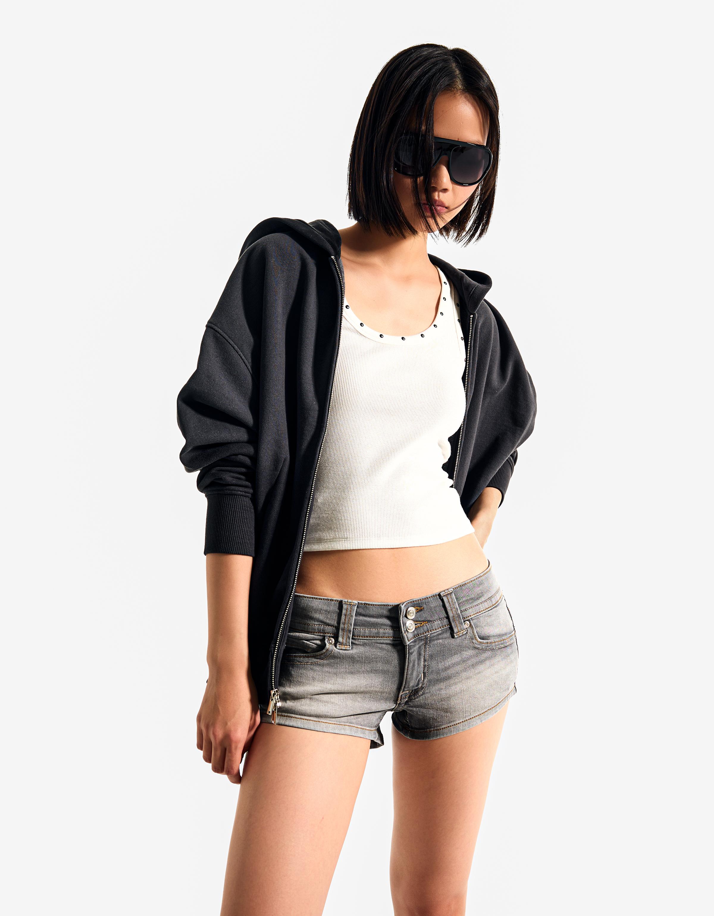 Denim mini shorts — Grey
