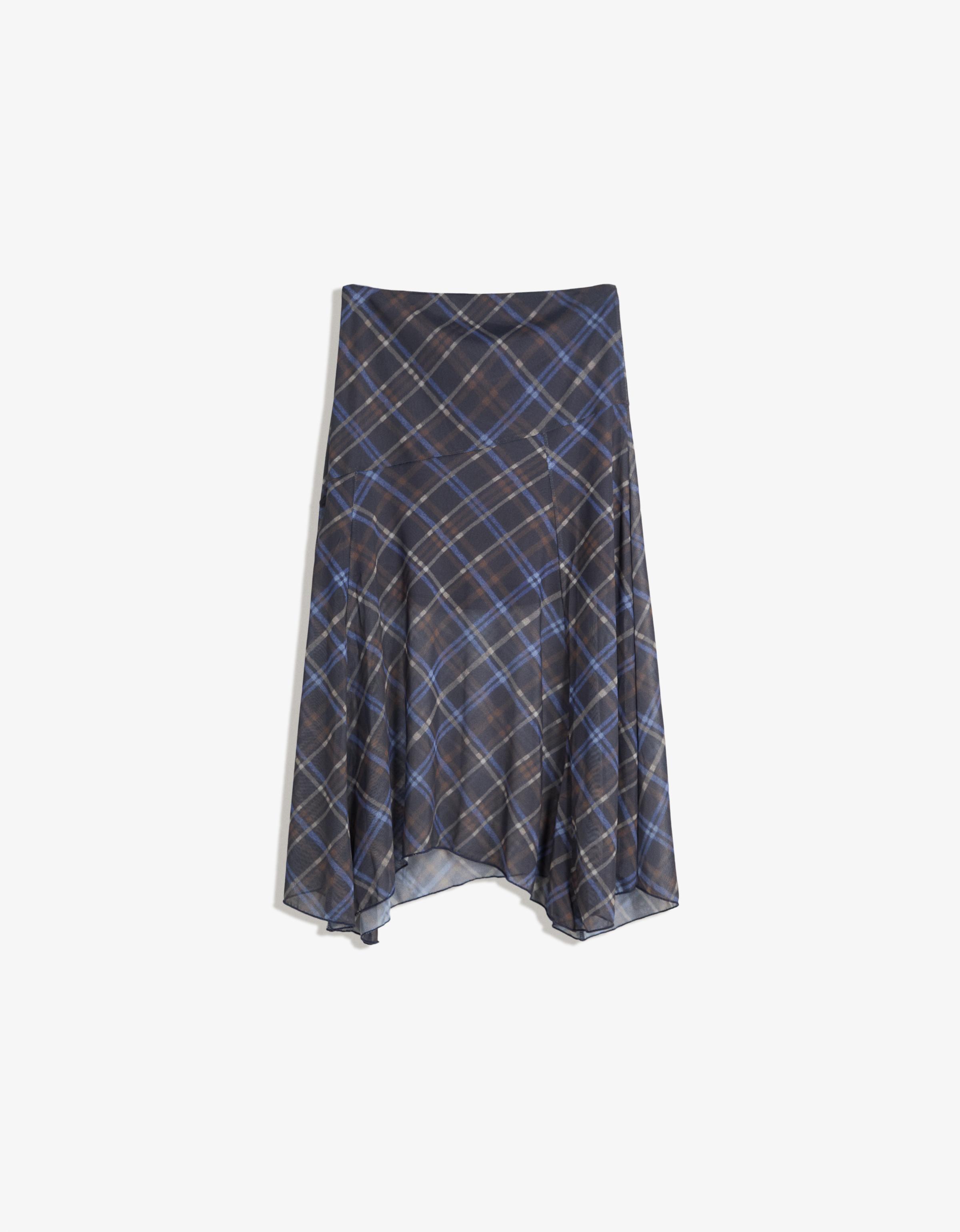 Thumbnail - Bershka Asymmetrischer Midirock Mit Karomuster Damen Xs Marinenblau