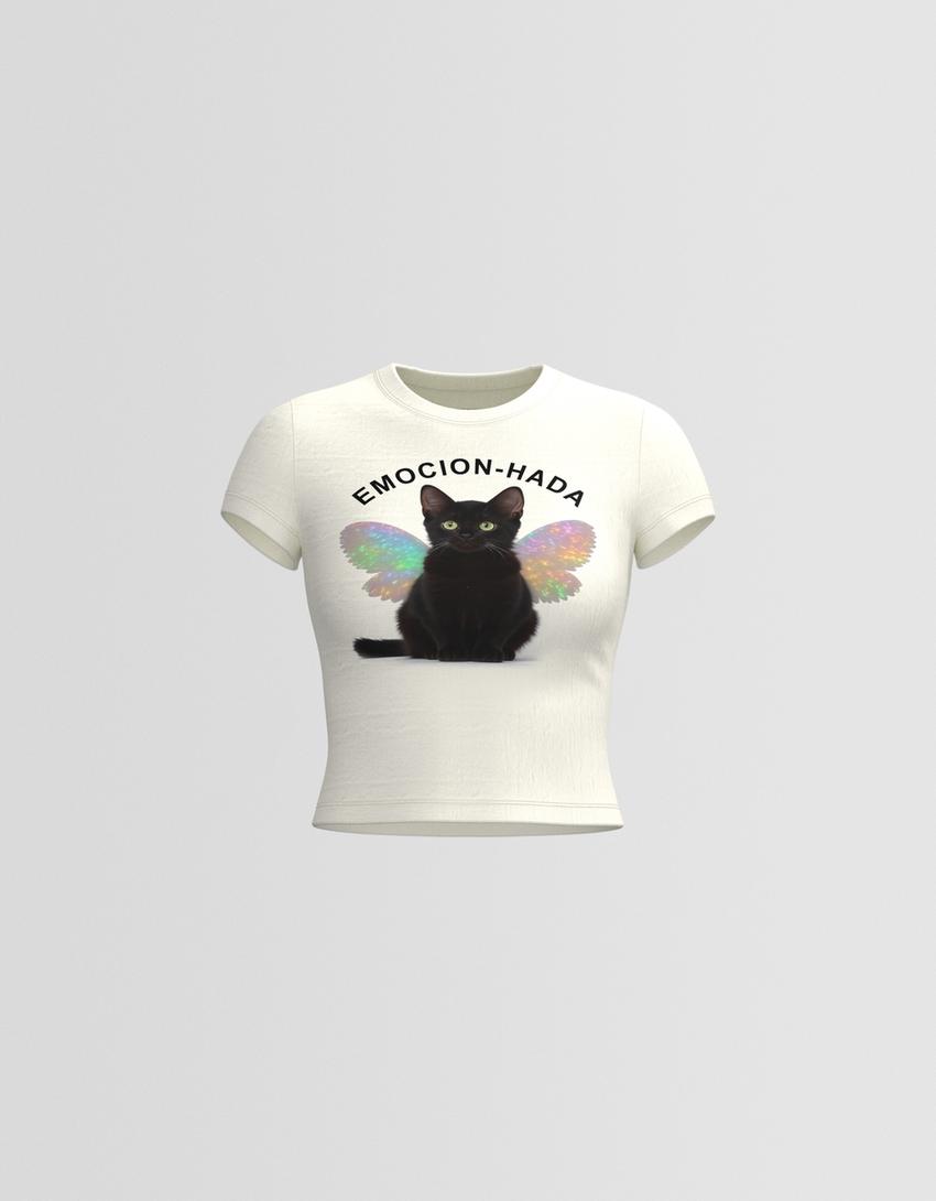 Short sleeve T-shirt with print-Off white-3