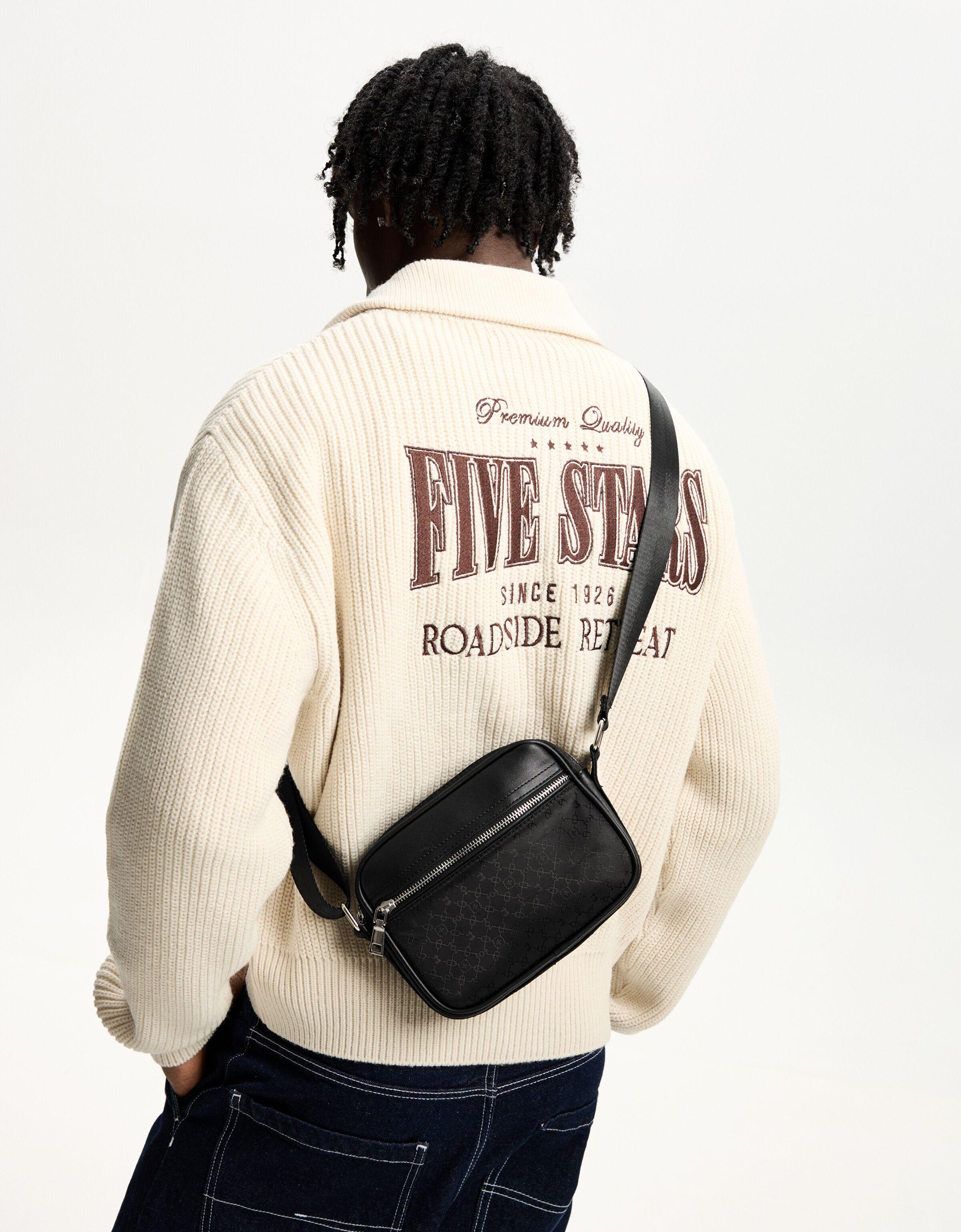 Bershka Crossbody-Tasche Mit Funktions-Print Herren Schwarz