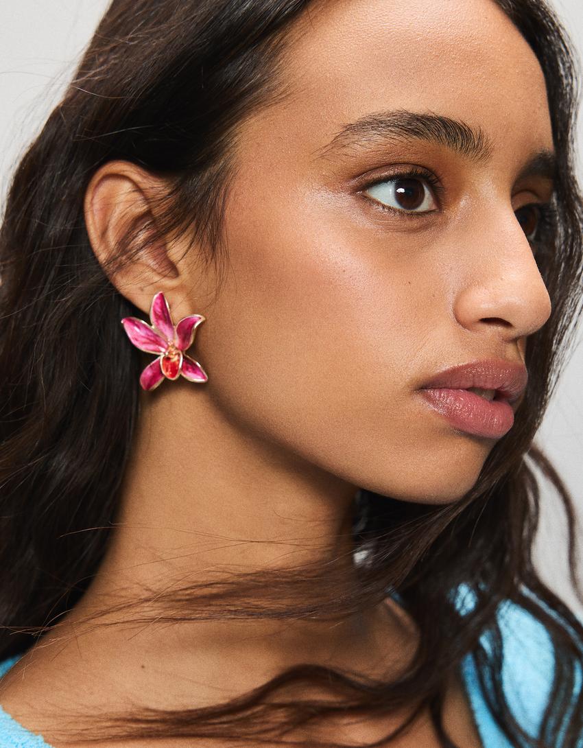 Anting-anting bunga-Merah muda