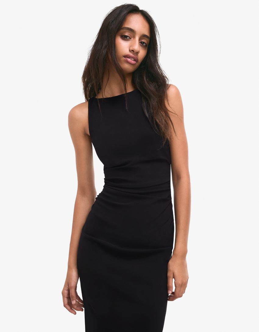 Bengaline midi dress-Black