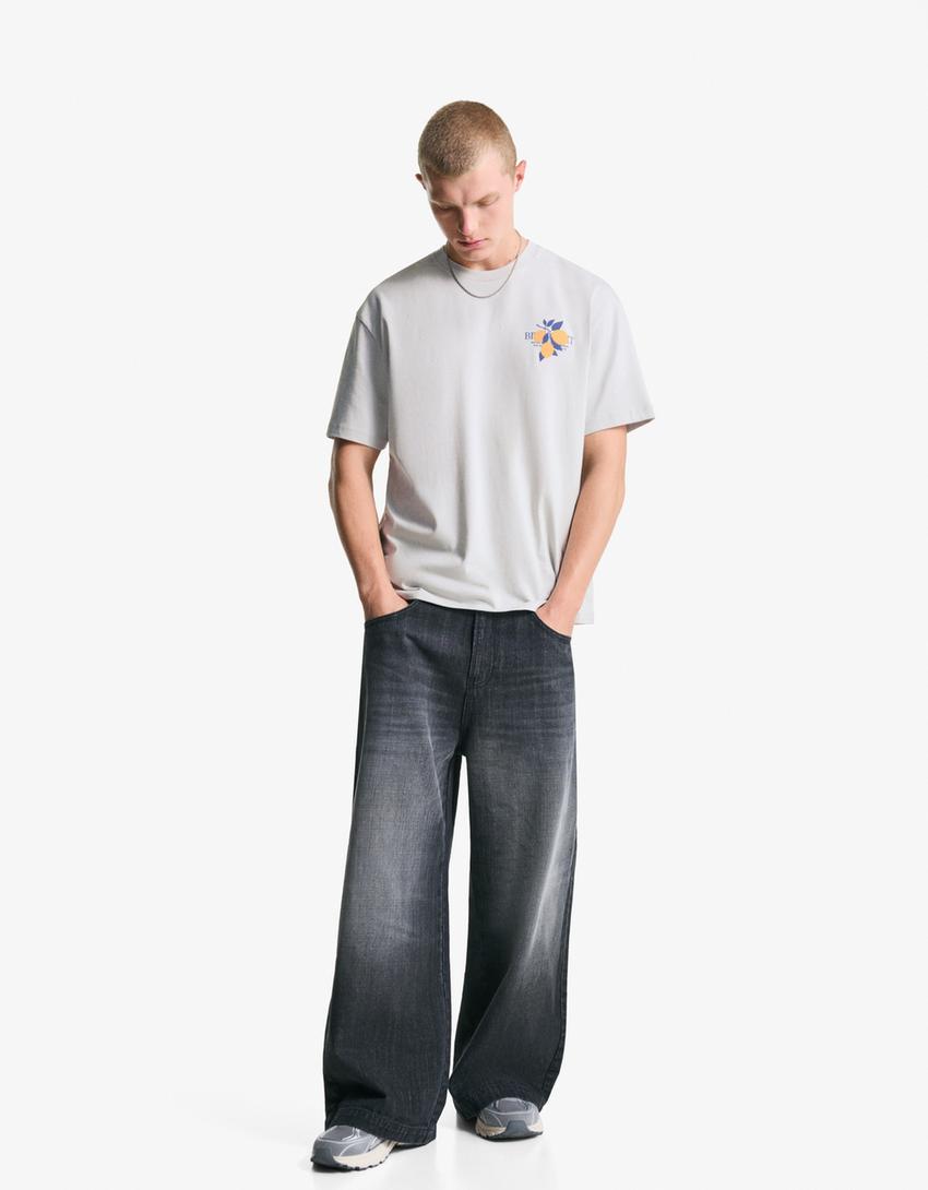 T-shirt manches courtes imprimé-Bleu clair-2