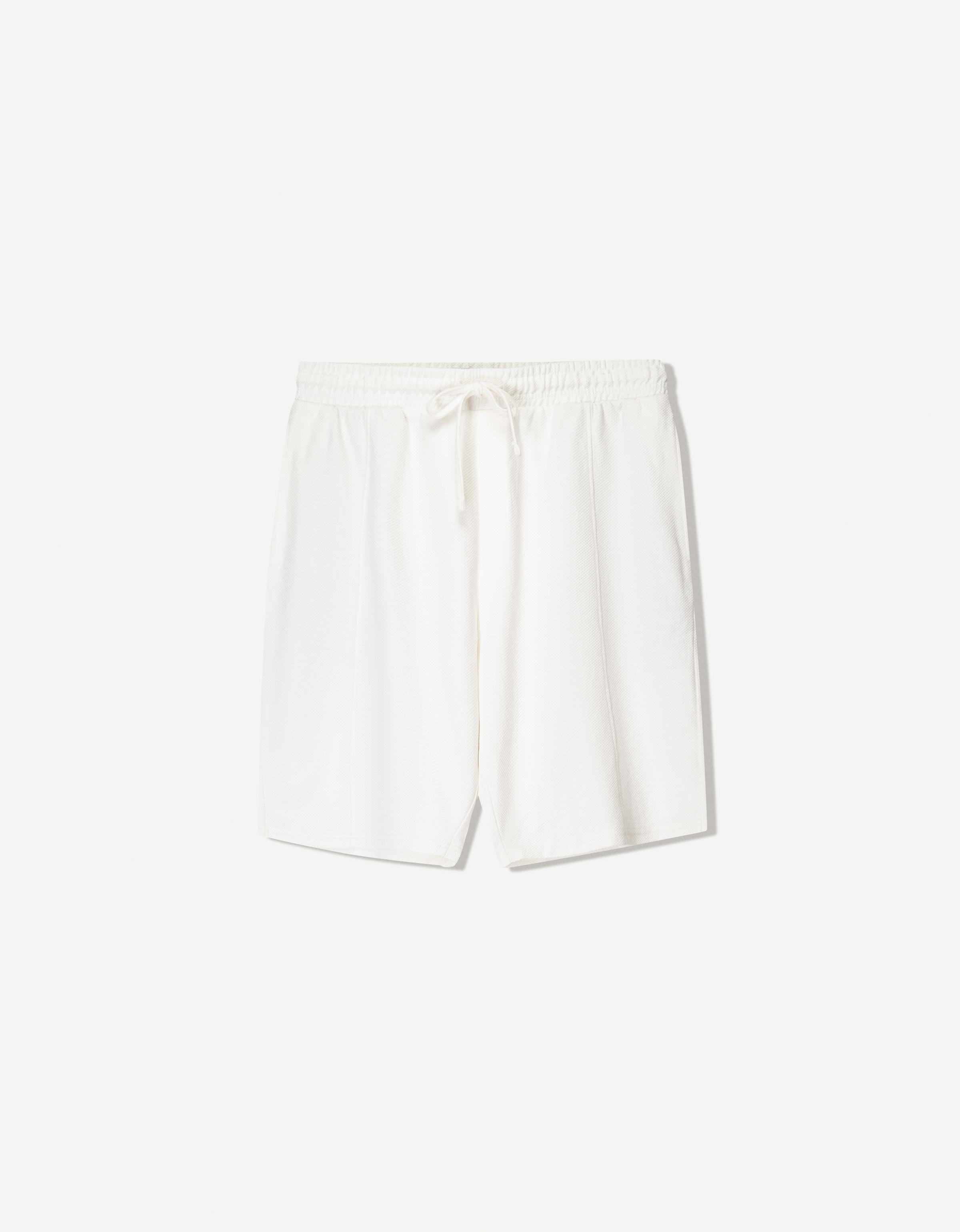 Bershka Bermudashorts Mit Strukturmuster Herren Xl Grbrochenes Weiss