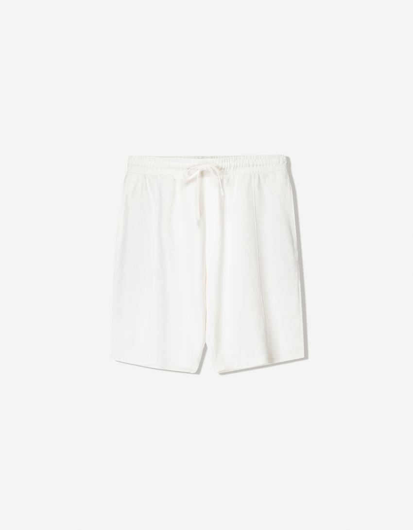 Textured Bermuda shorts-Off white