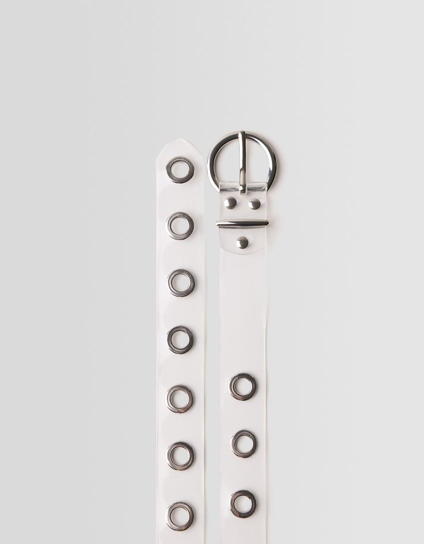 حزام شفاف بأخرام معدنية-كريمي-3