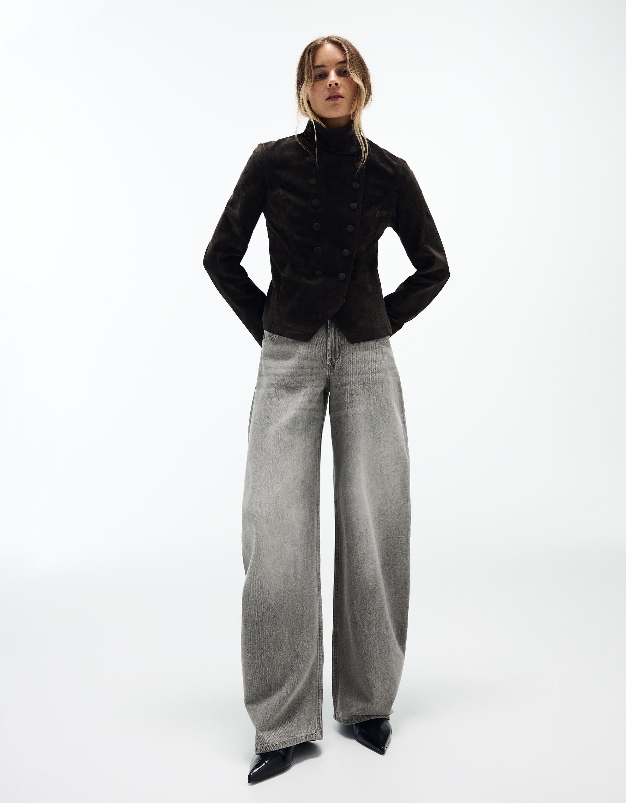 High-waist barrel jeans — Grey