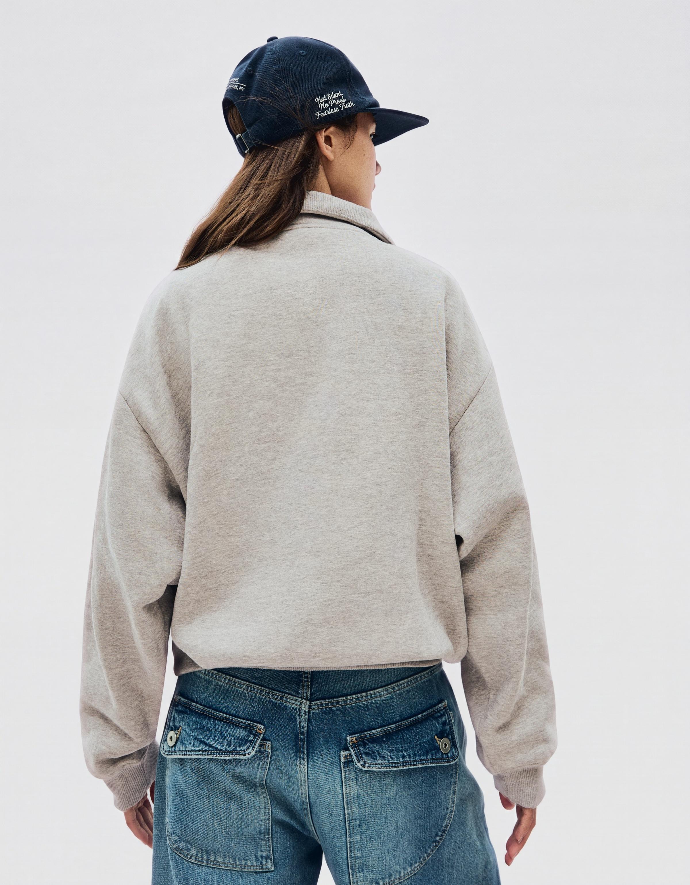 High neck zip-up sweatshirt — Grey