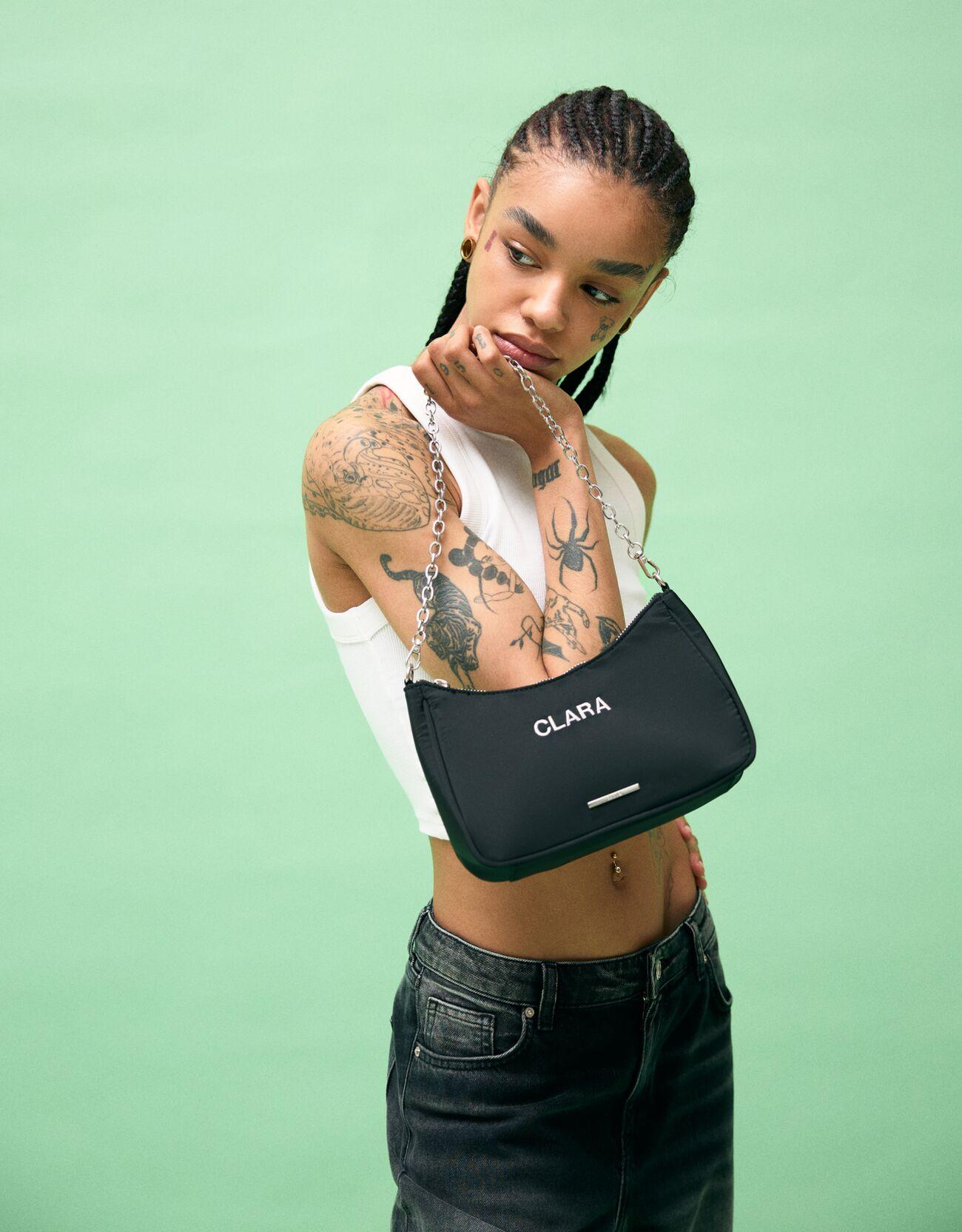 Satin chain bag — Black