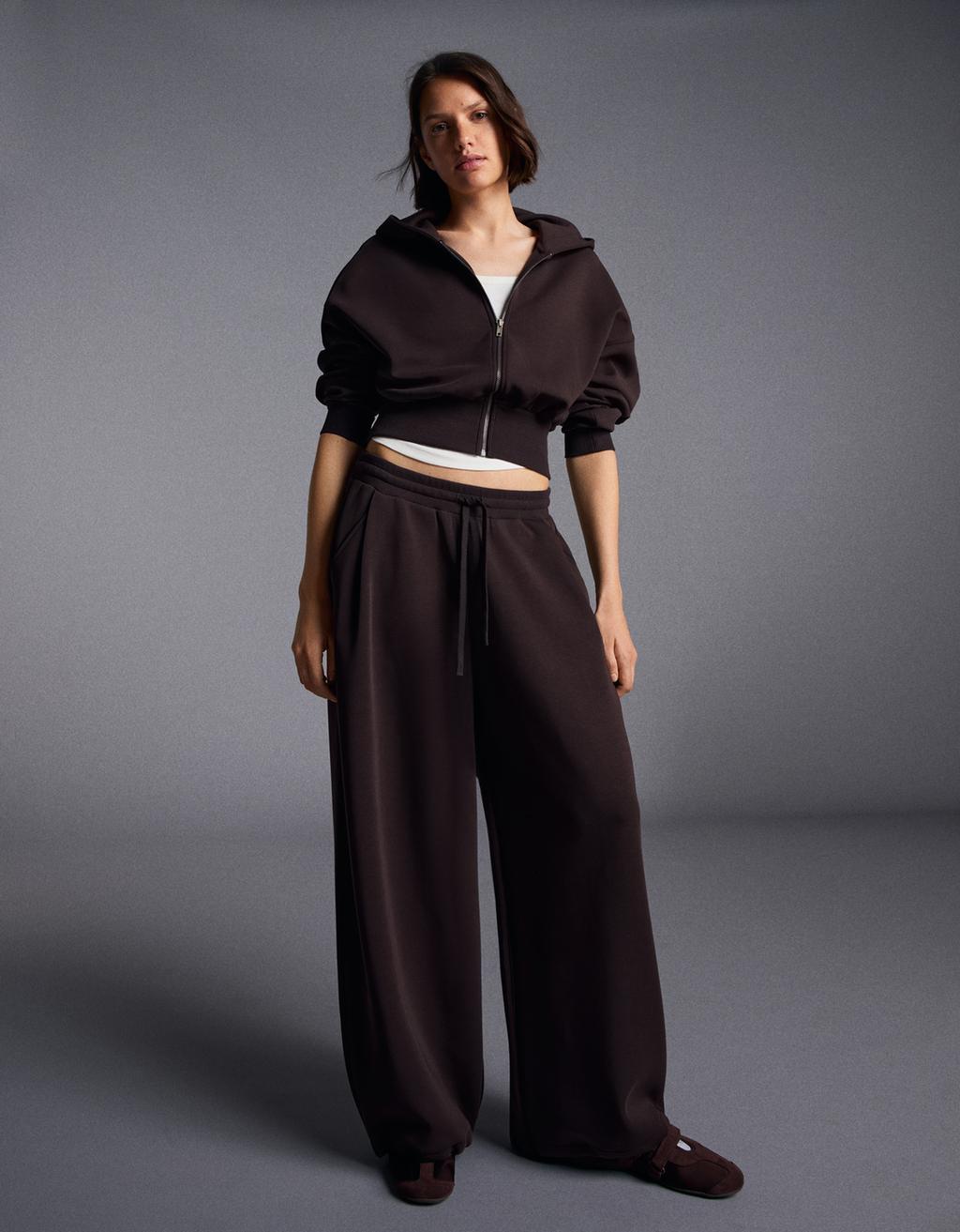 Zip-up hooded sweatshirt with sash