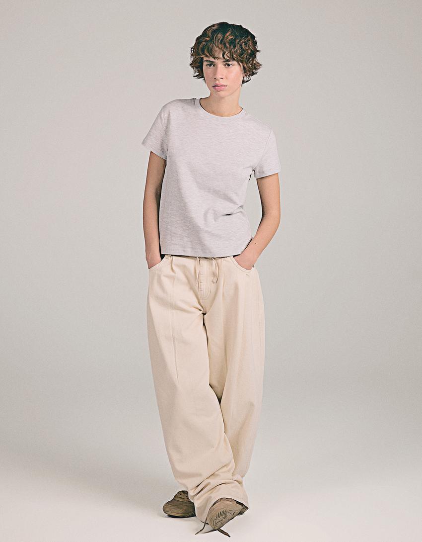 Heavy cotton short sleeve T-shirt-Grey