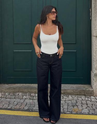 Round neck strappy bodysuit — Cream 2