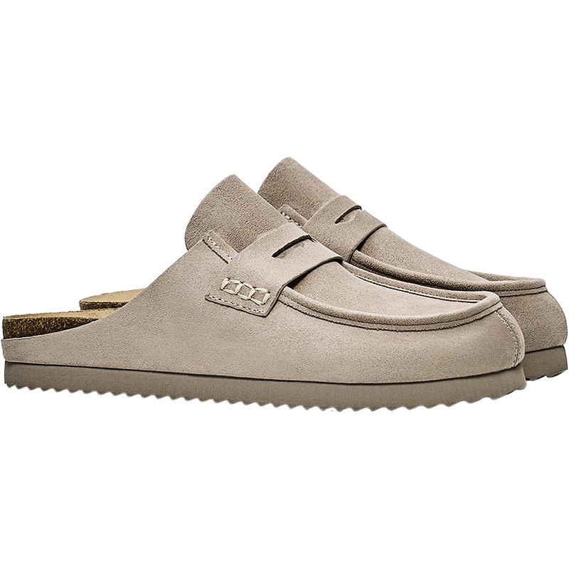 Mule clogs with mask detail — TAUPE