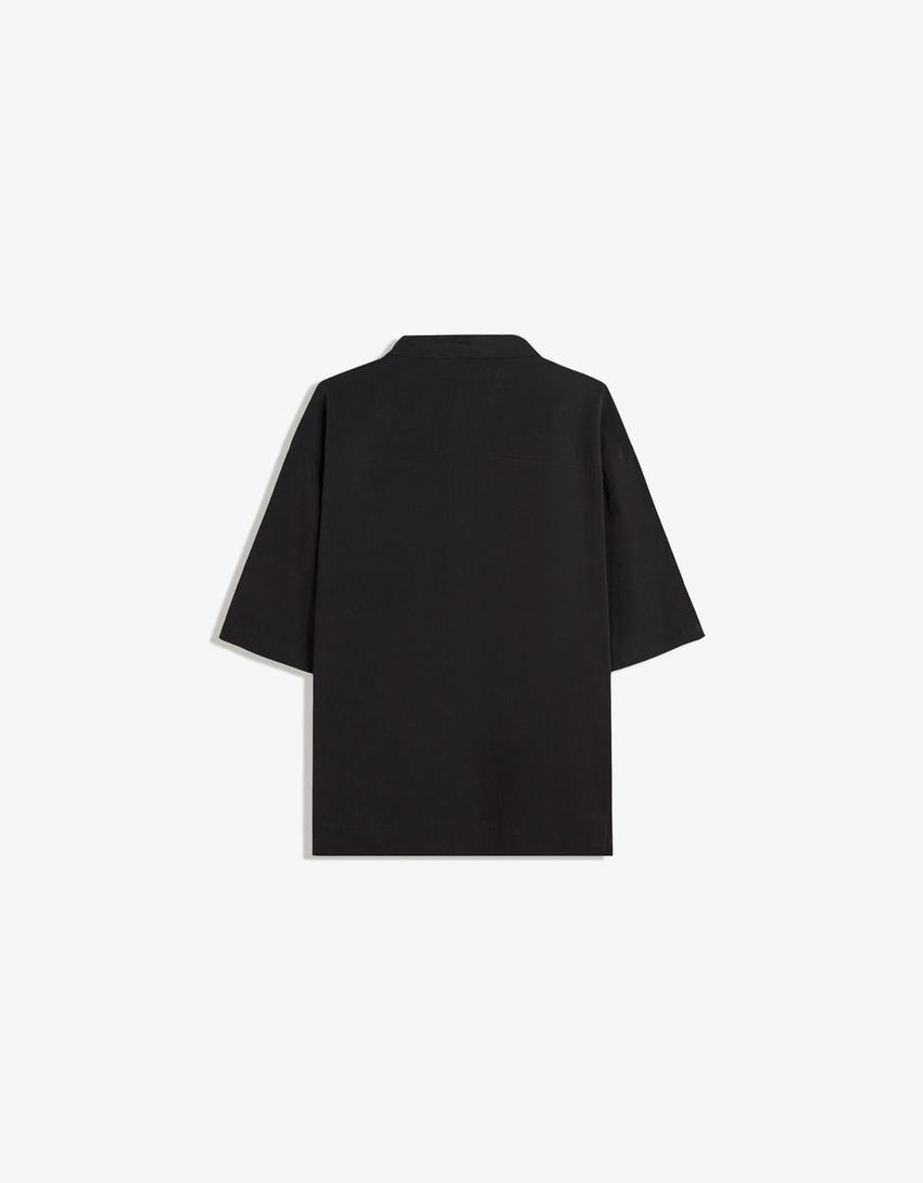 Chemise à manches courtes Boxy fit-Noir-5