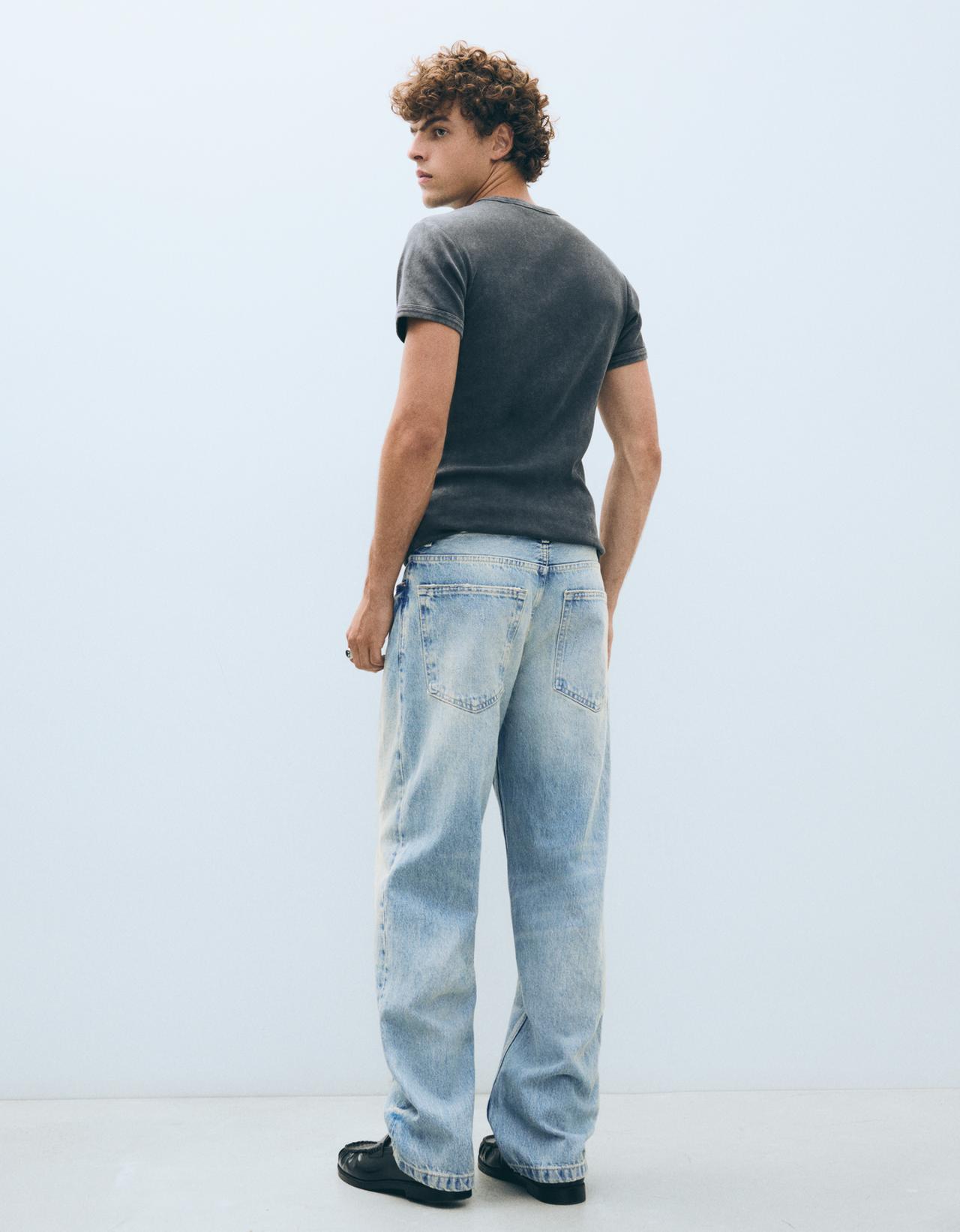 Straight wide-leg jeans — Light blue