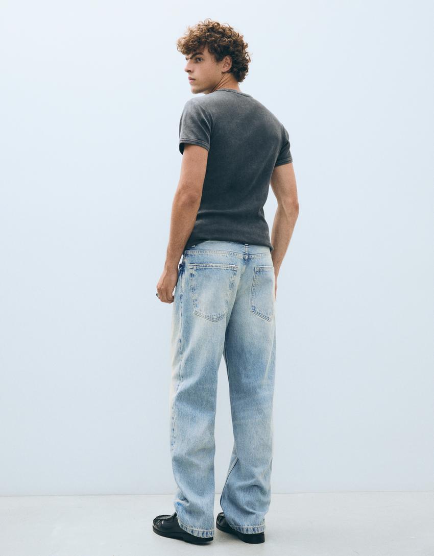 Jeans straight wide-Azul lavado