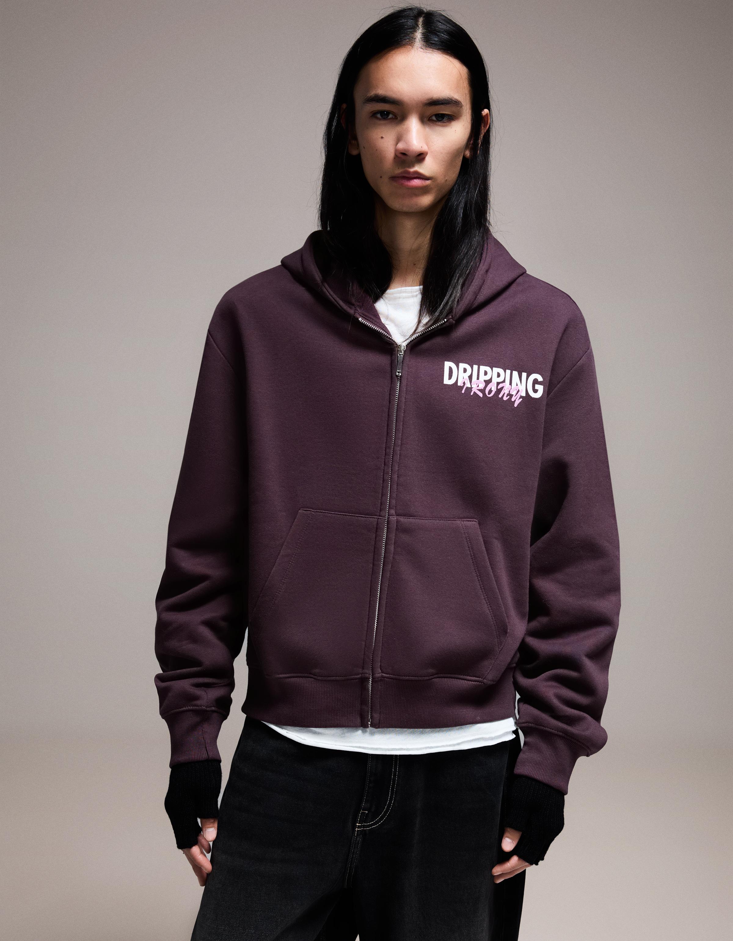 Bershka Cropped-Sweatshirt Mit Reißverschluss Und Print Herren Xl Violett