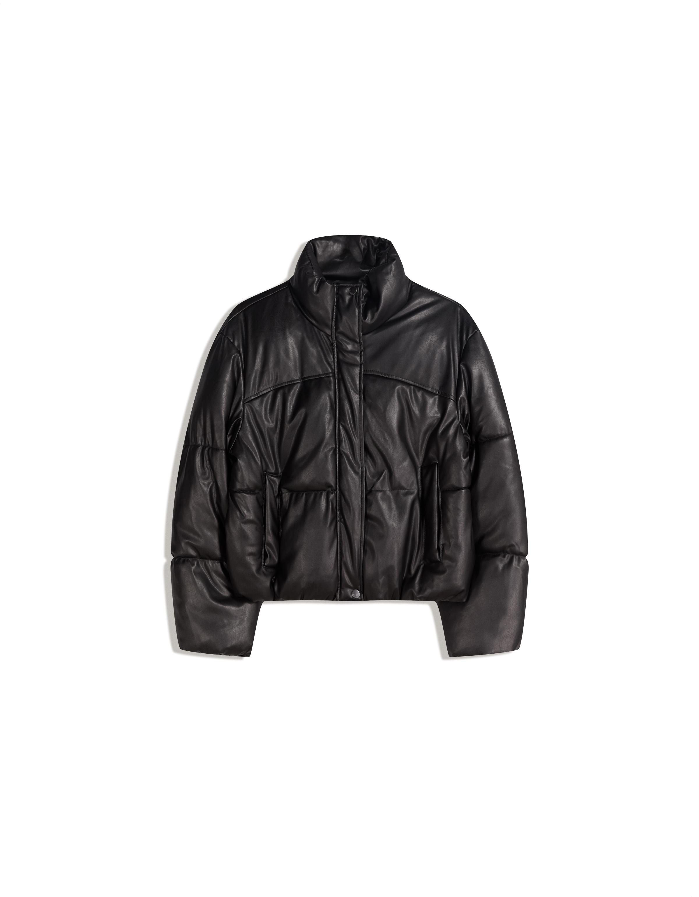 Leather effect puffer jacket