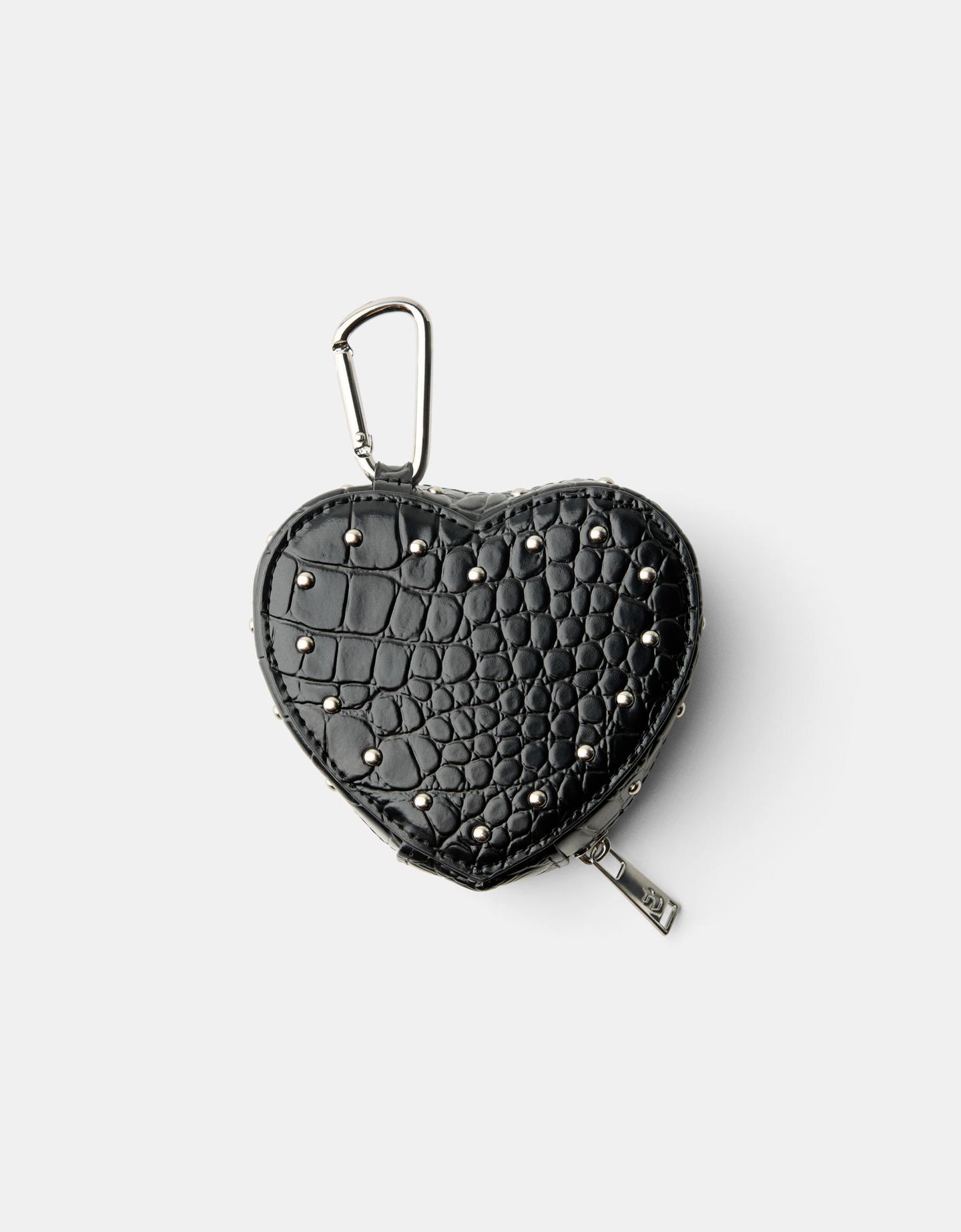 Bershka Monedero Corazón Mujer Negro