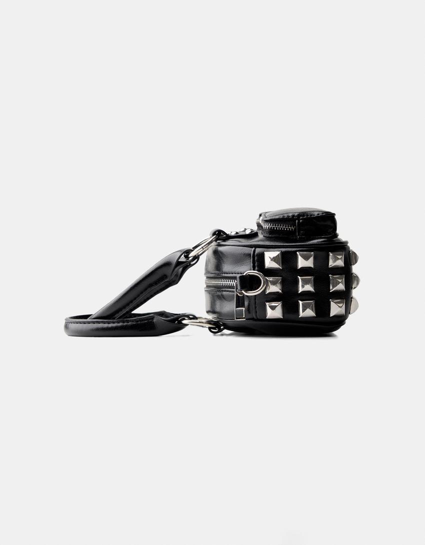 Studded mini bowling bag-Black