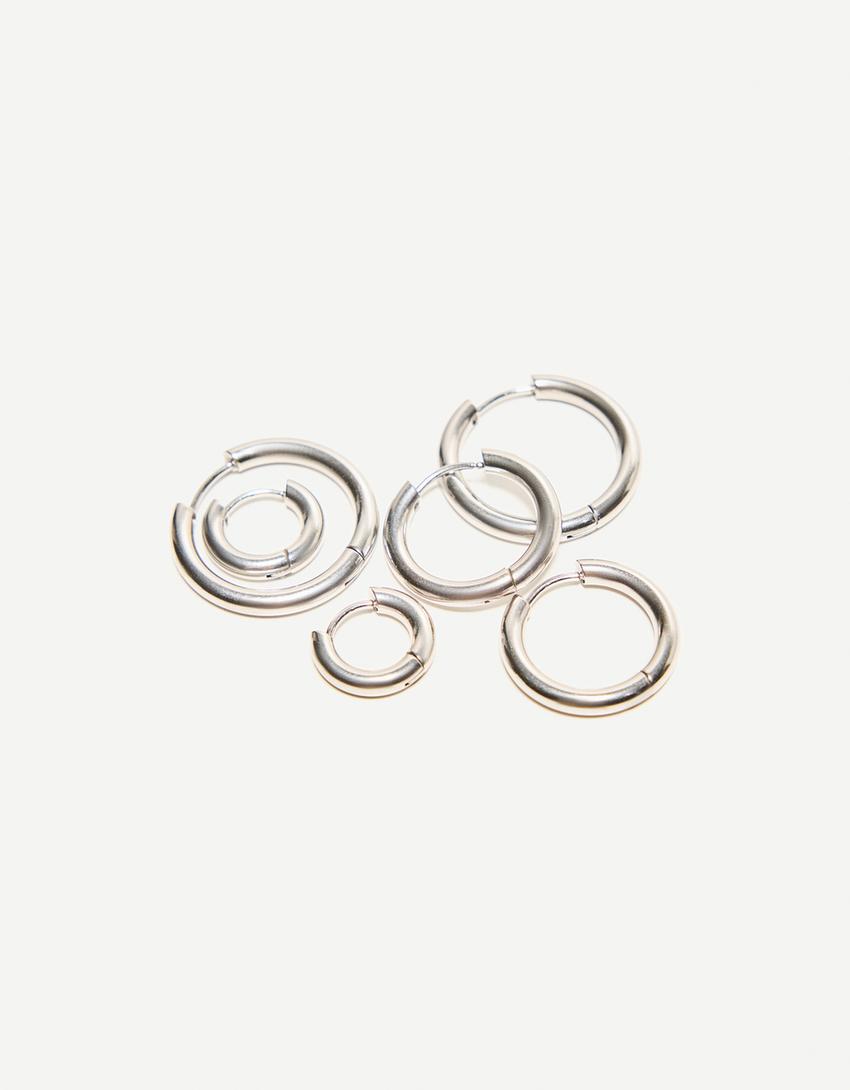 6-pack of steel hoop earrings