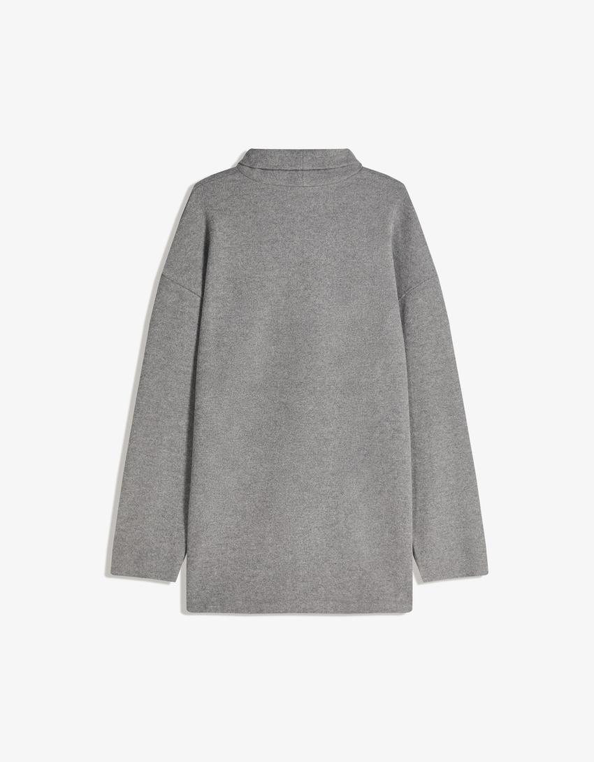Vestido mini manga ancha-Gris