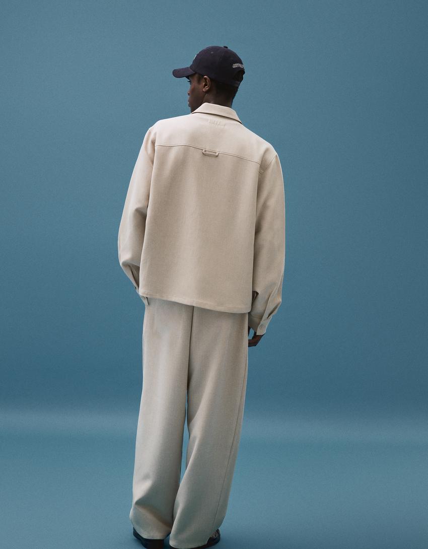 Super baggy fit tailored pantolon-Taş rengi