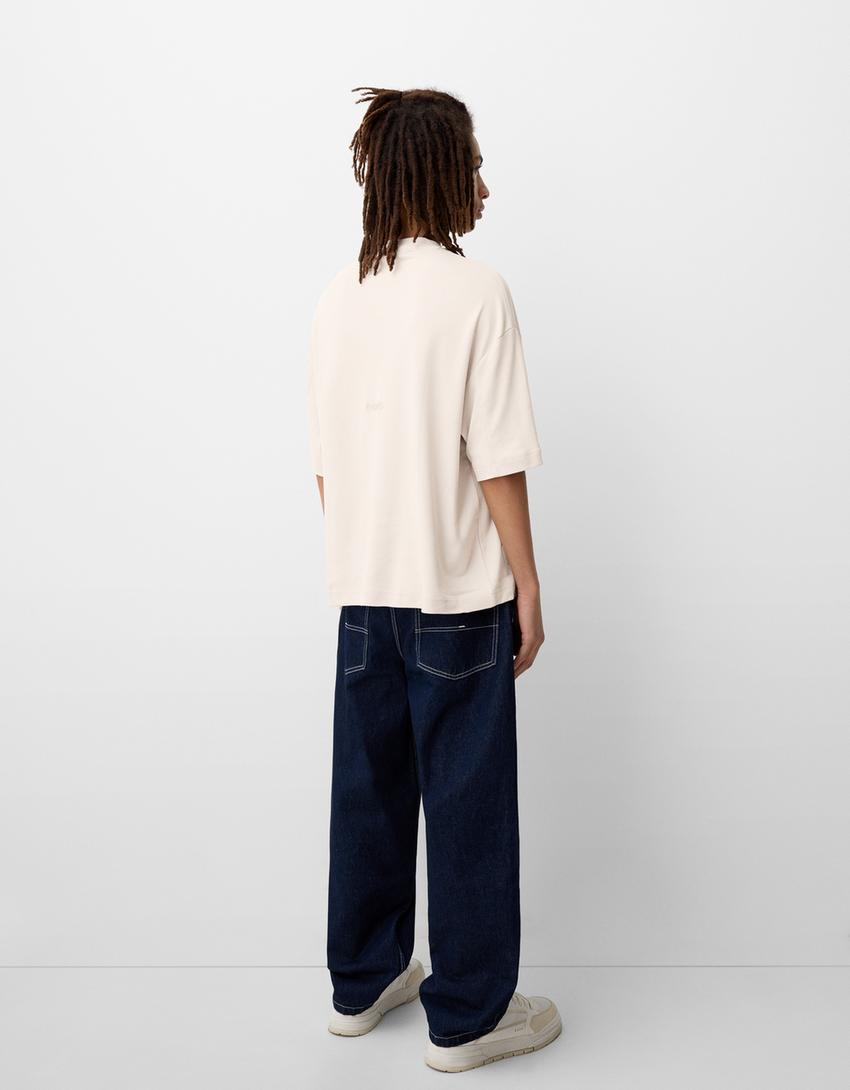 Boxy short sleeve T-shirt-Stone