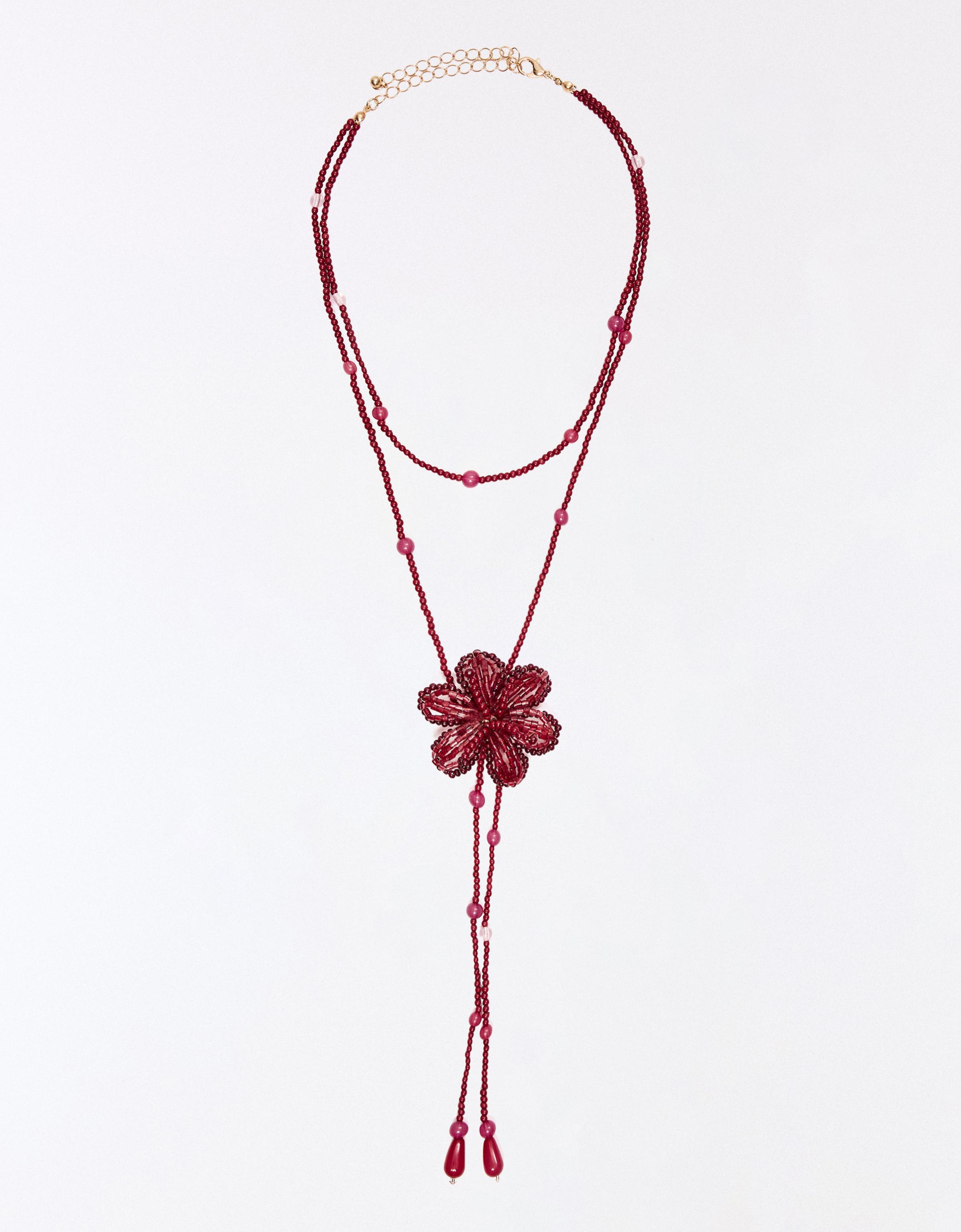 Flower necklace — Burgundy