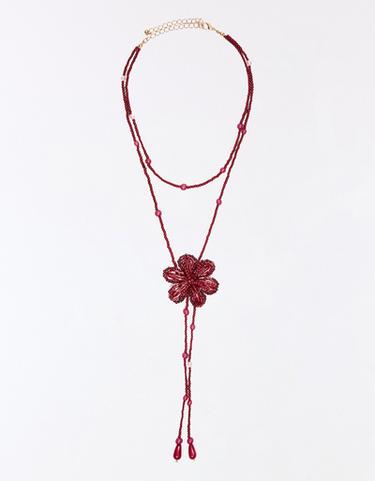 Flower necklace — Burgundy 3