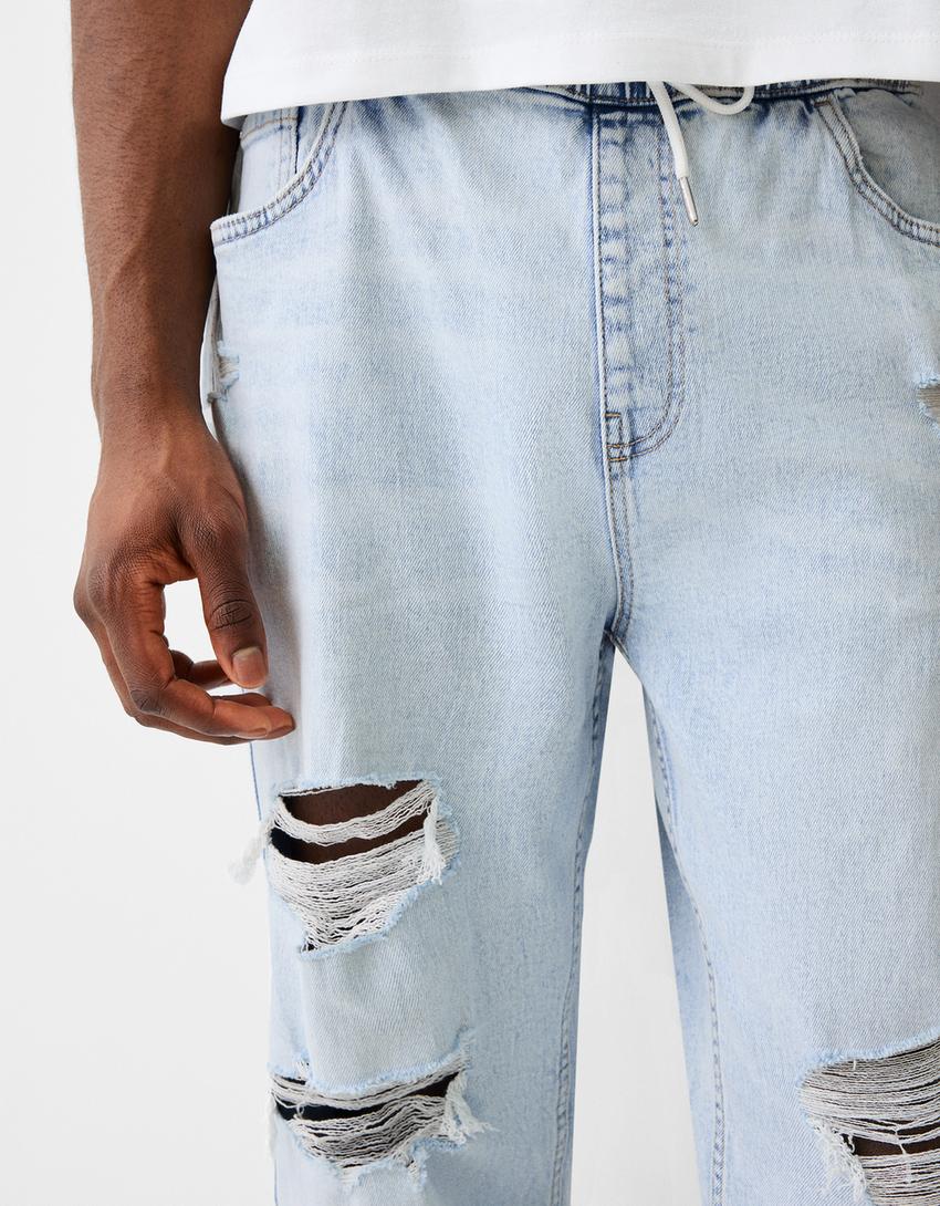 Ripped jogger jeans-Light blue-5