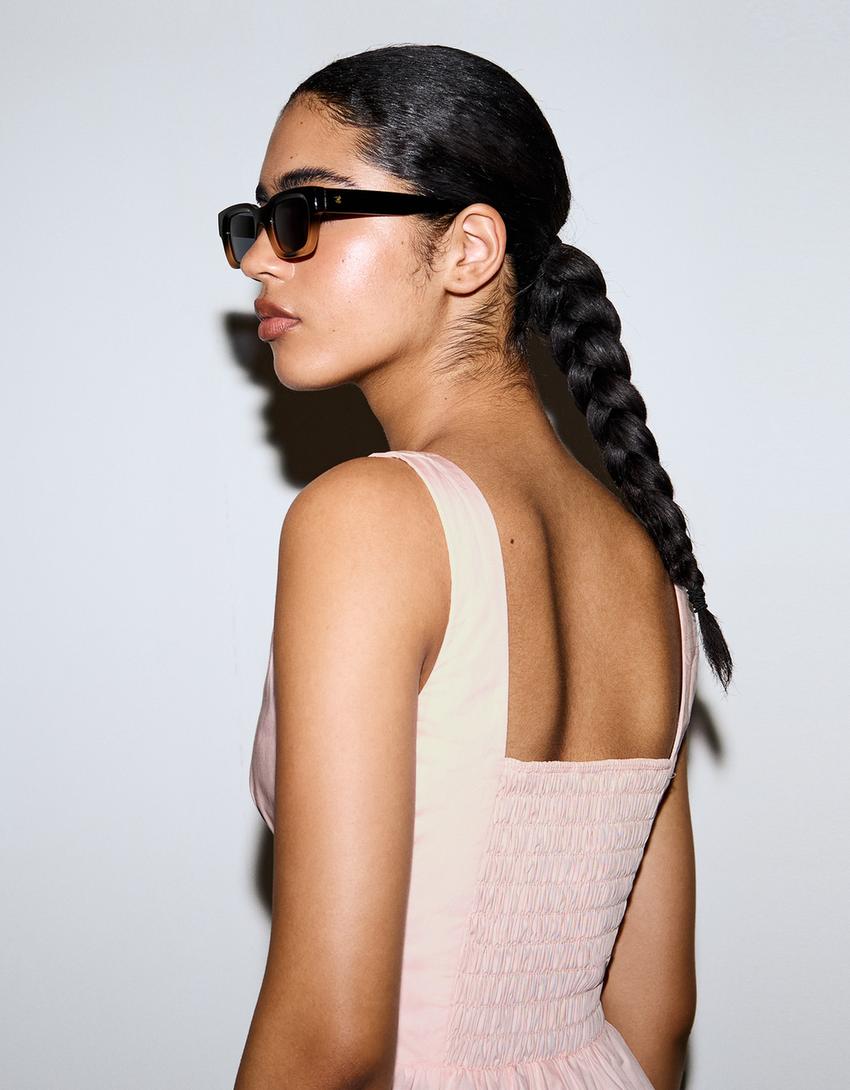 Button-up poplin midi dress-Pink