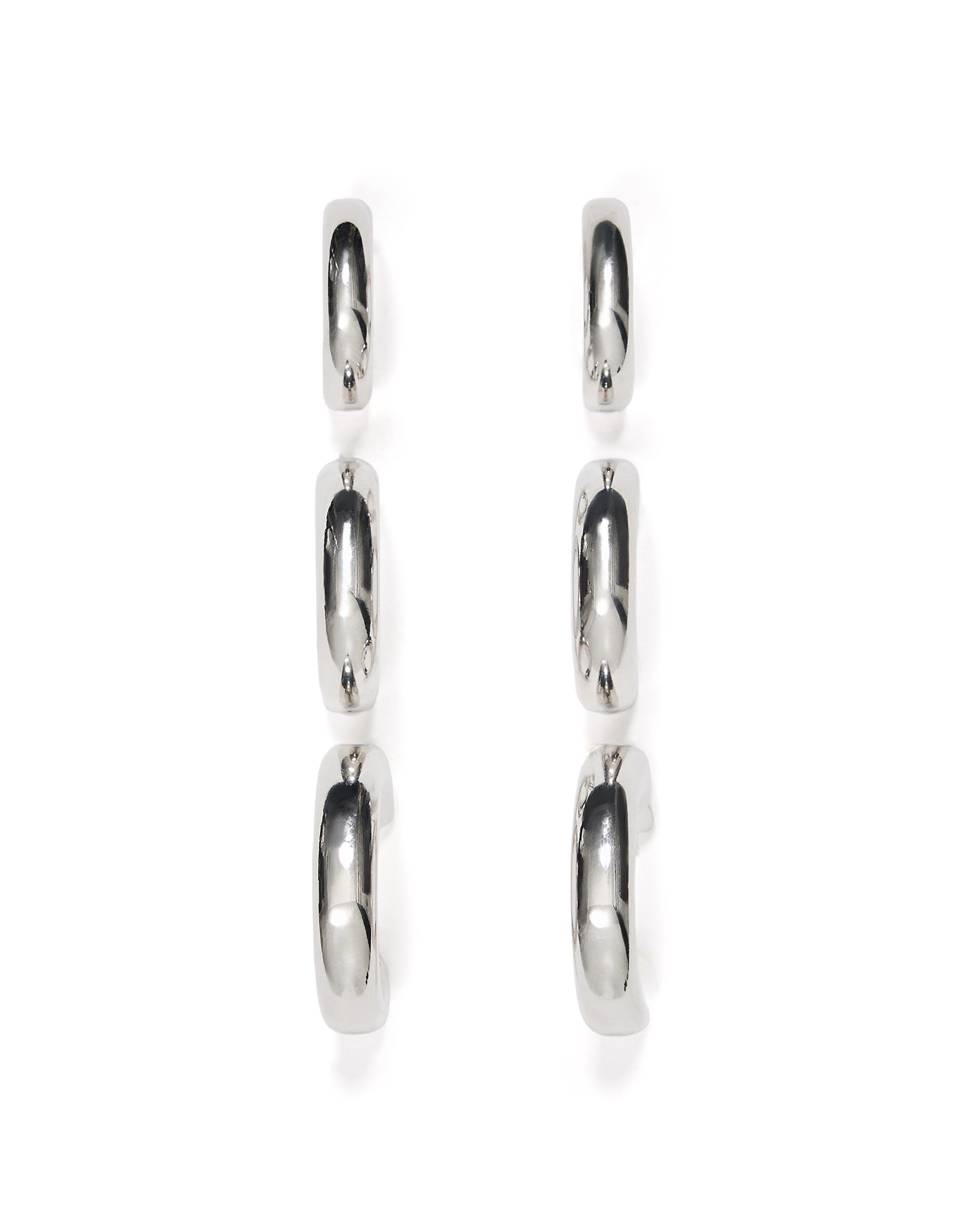 Pack of 3 mixed-size hoop earrings — Silver