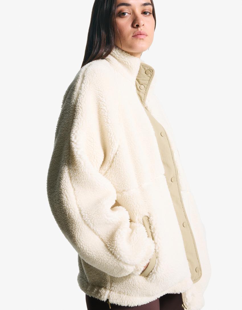 Faux shearling jacket-Cream