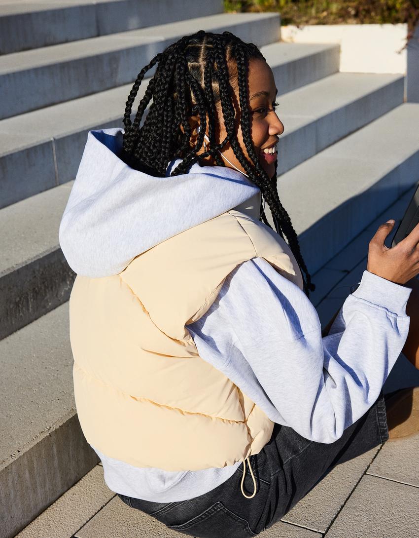 Kurze Steppweste-Beige