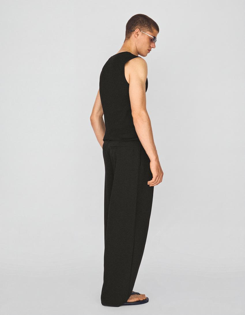 Pilili baggy pantolon-Siyah