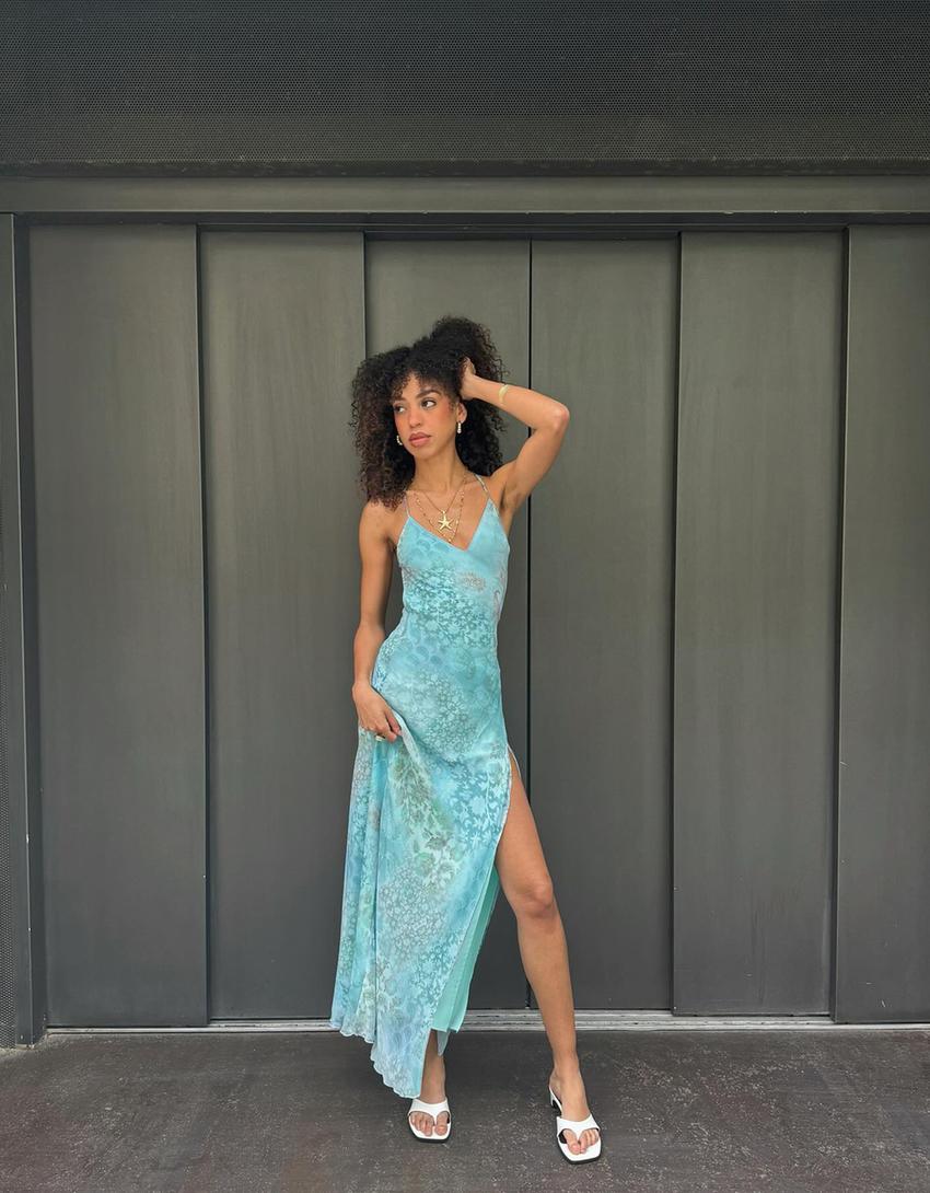 Vestido midi estampado-Verde-4