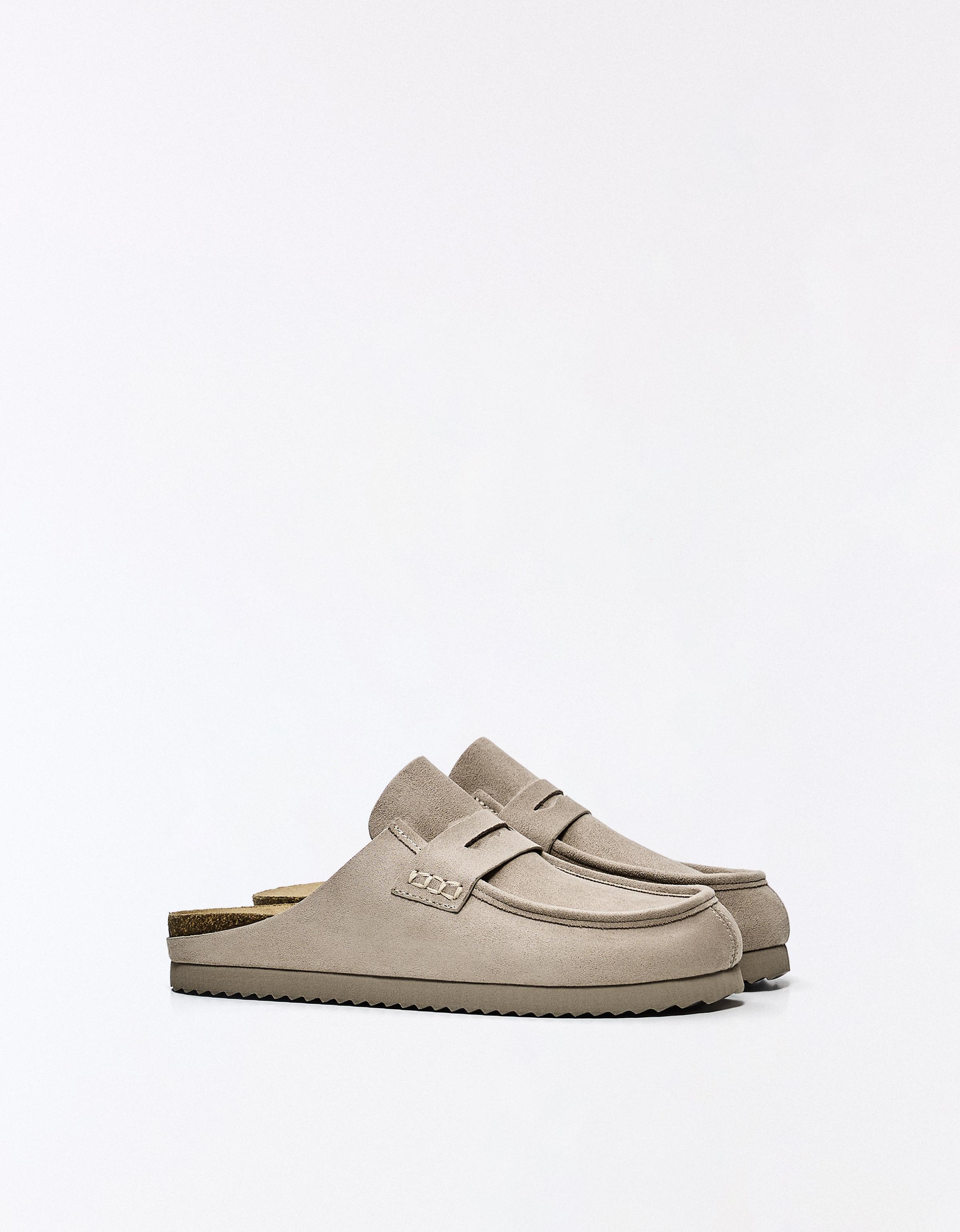 Mule clogs with mask detail — TAUPE