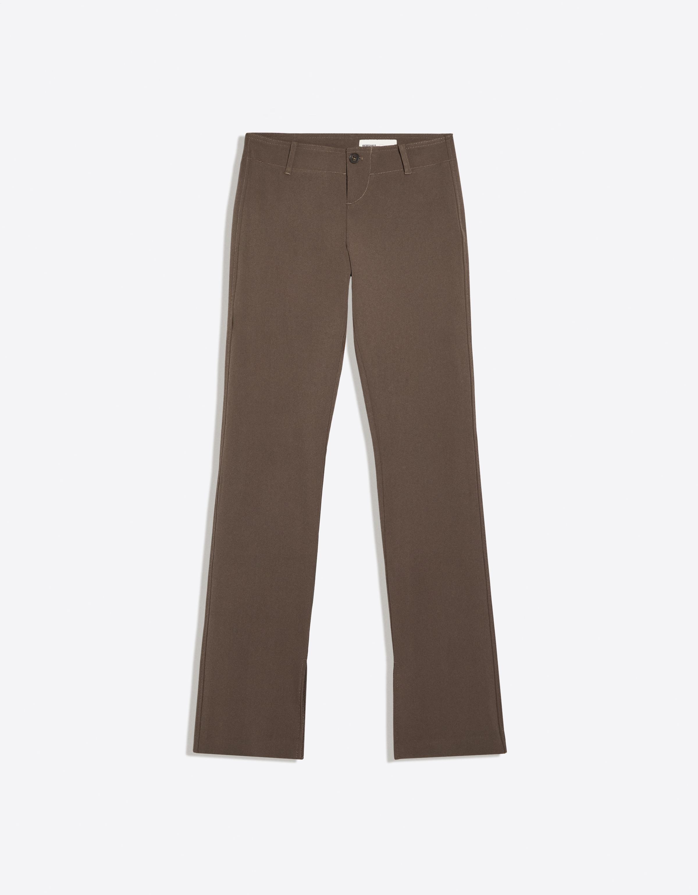 Slim fit low-rise trousers — Brown