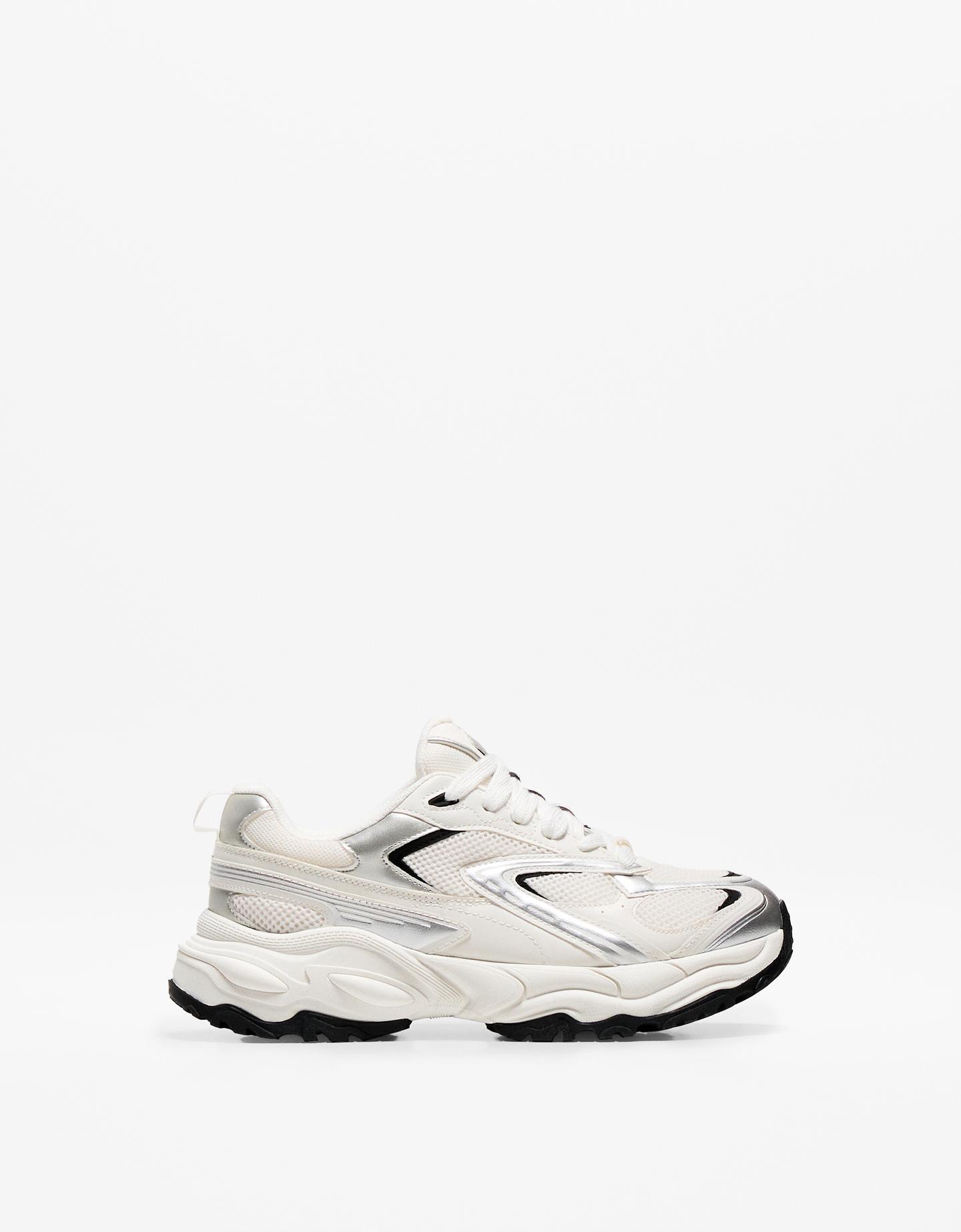 Bershka buty sportowe z łączonych elementów biały