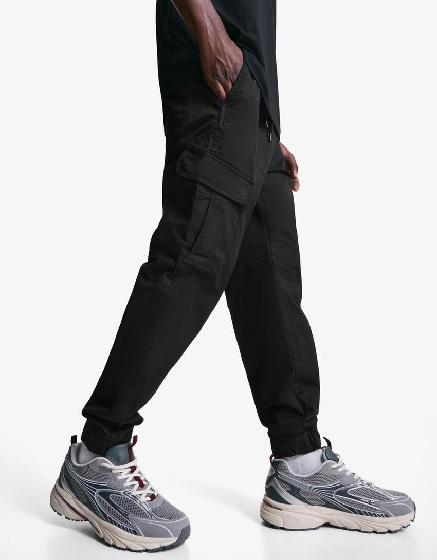 Cargo jogger trousers-Black