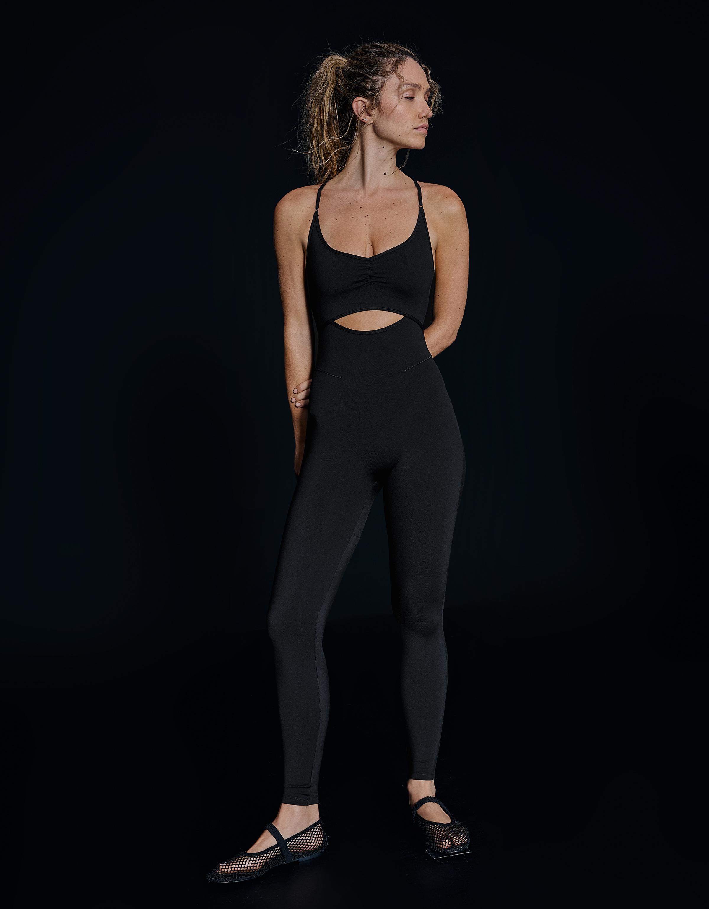 Breathable & Quick Dry strappy technical jumpsuit — Black
