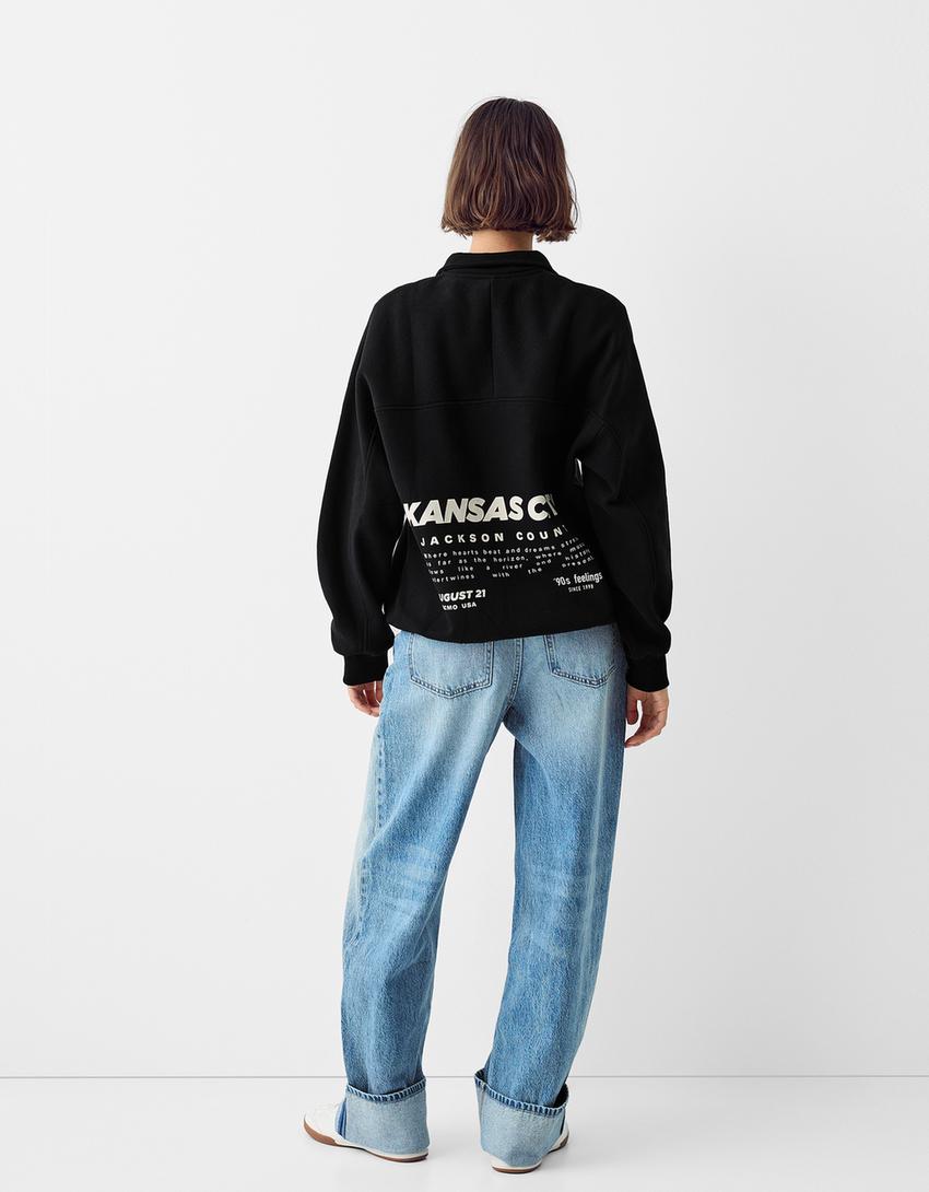 Sudadera cremallera print-Negro-2