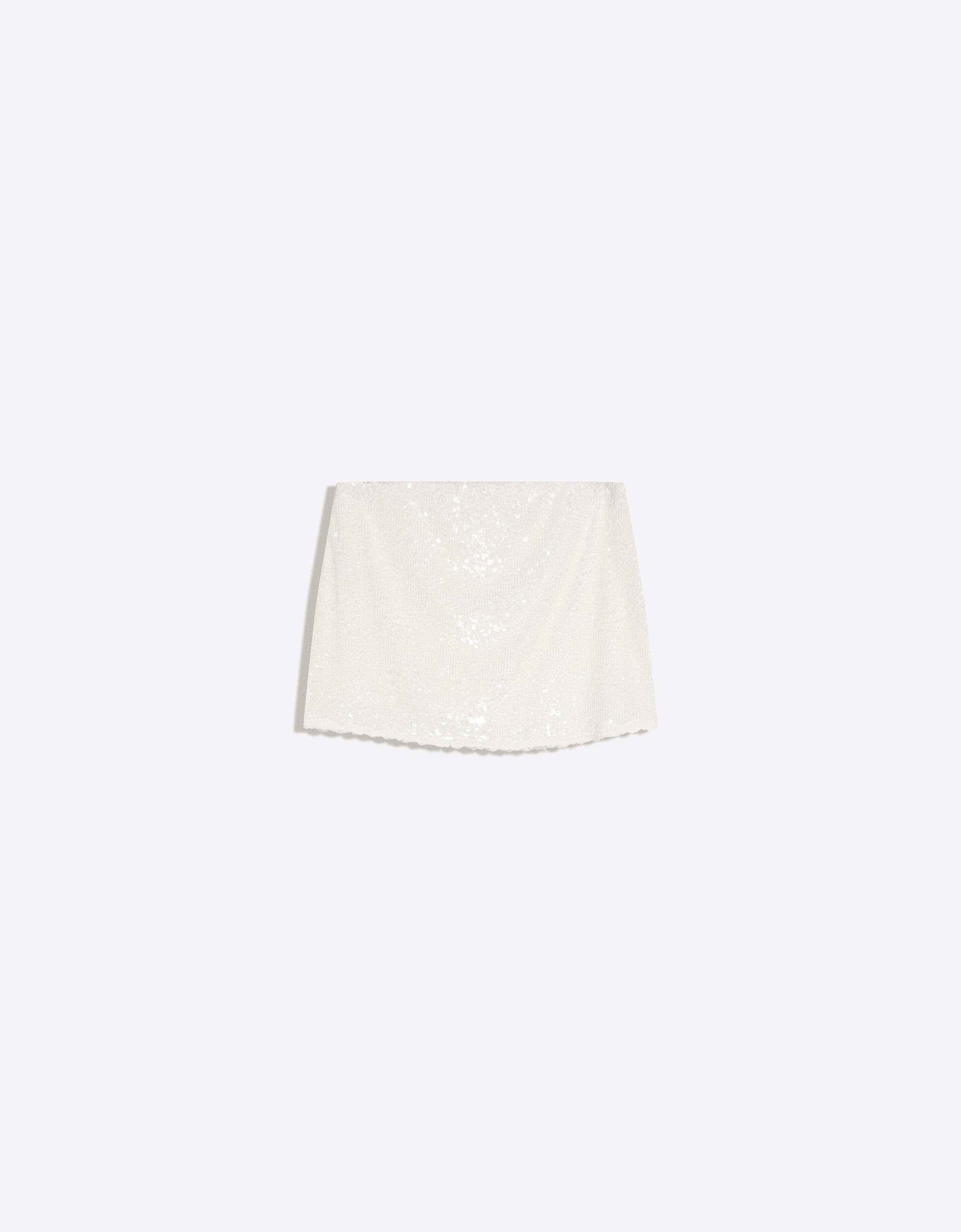 Sequin lace mini skirt — White
