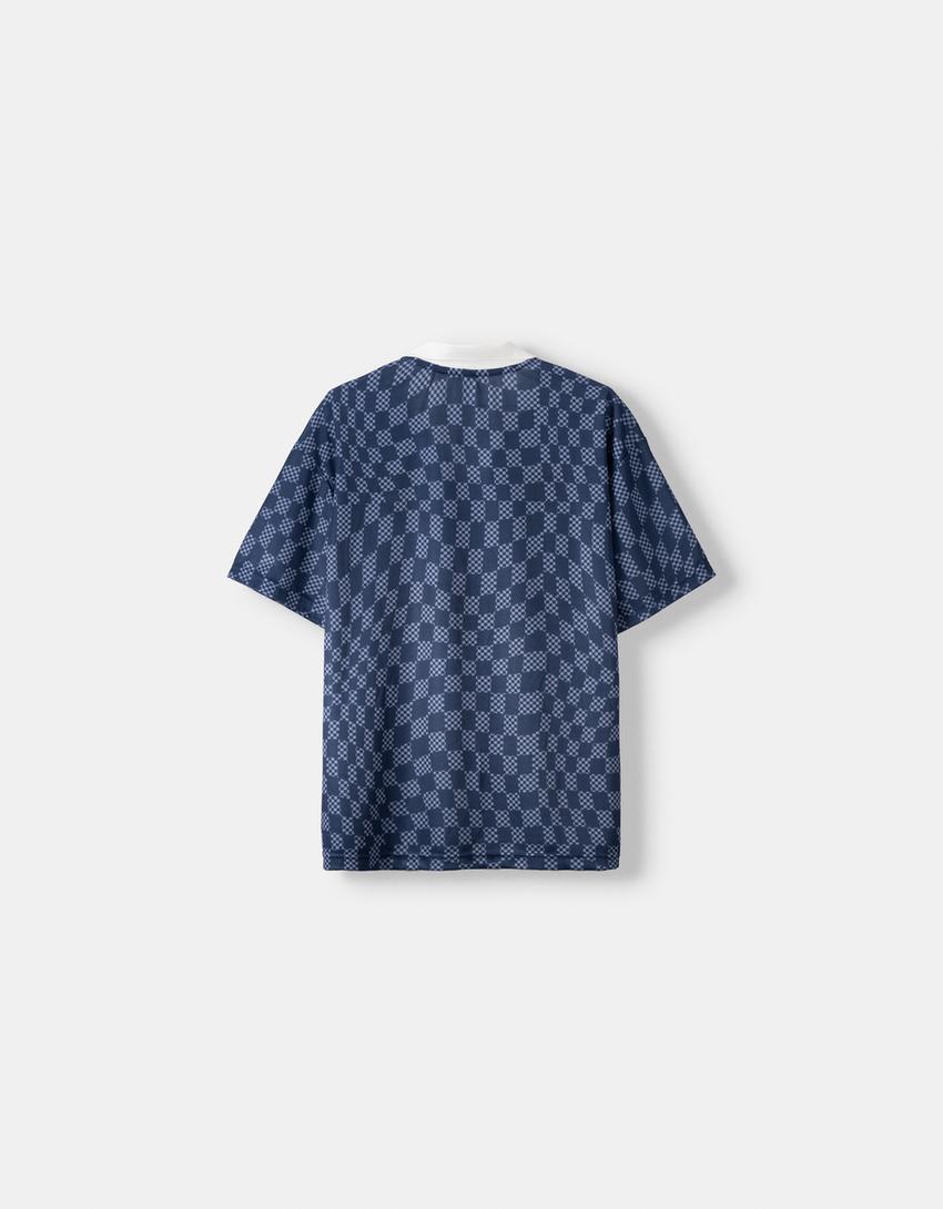 T-shirt manches courtes boxy fit sport-Bleu-5